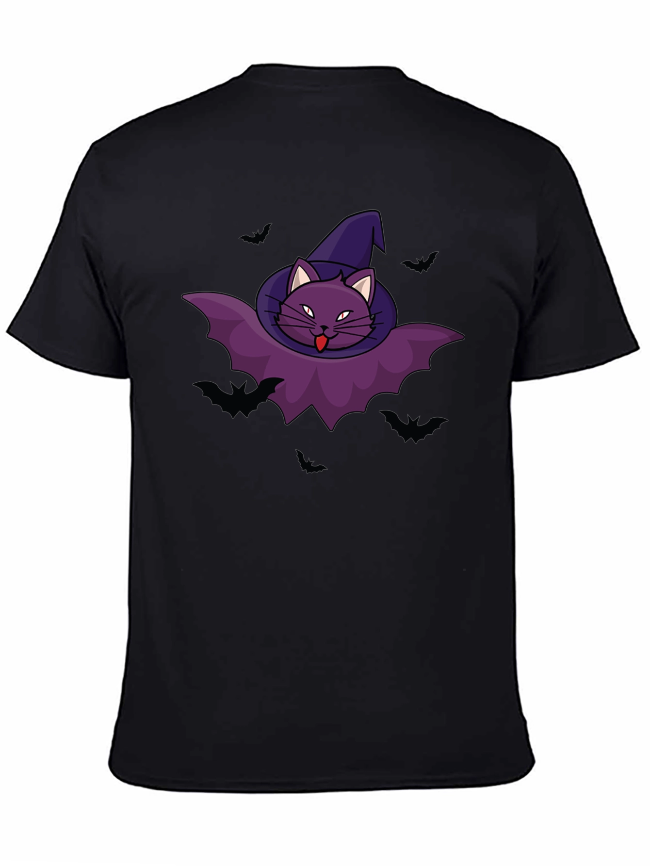 Halloween Cat Bat Graphic Tee