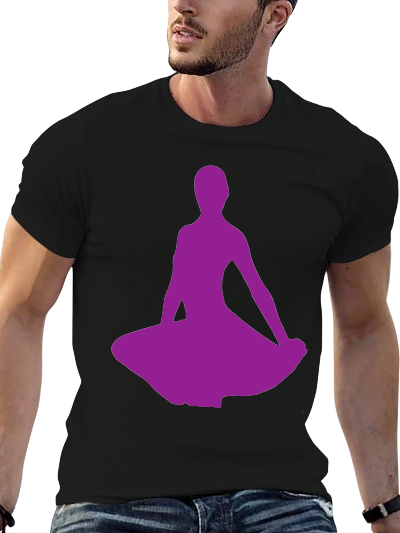 Purple Dancer Silhouette Black T-Shirt