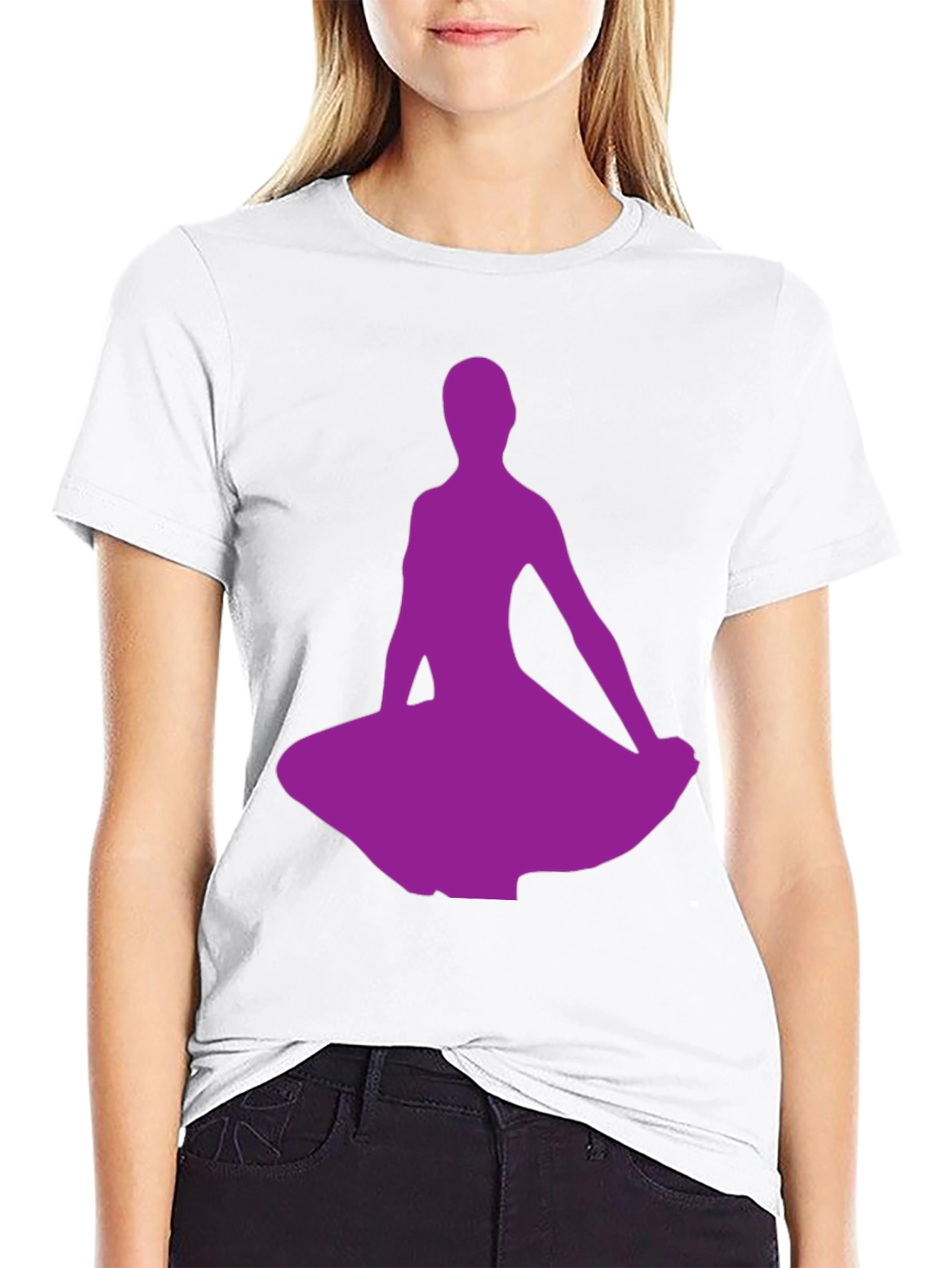 Purple Dancer Silhouette Black T-Shirt