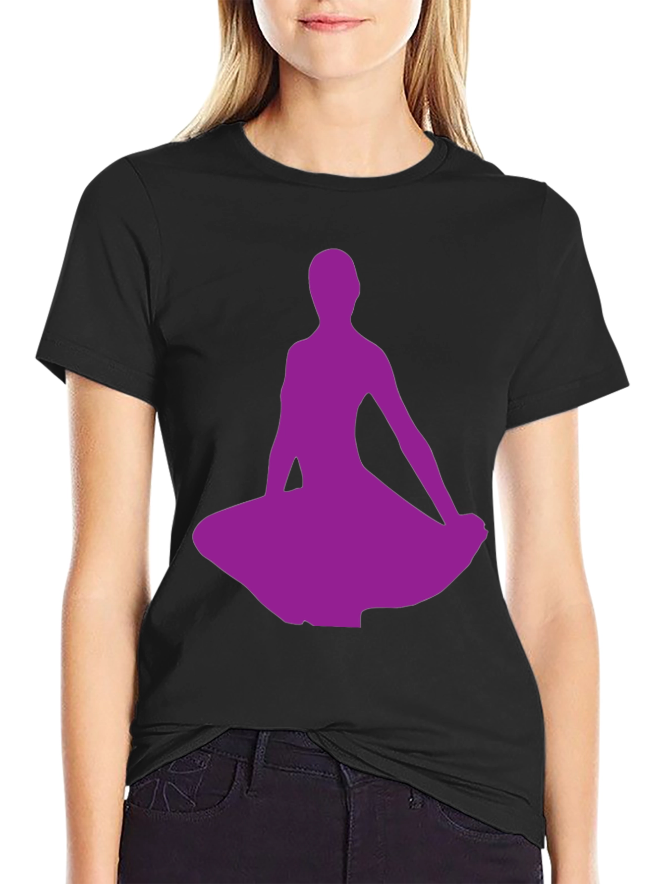 Purple Dancer Silhouette Black T-Shirt