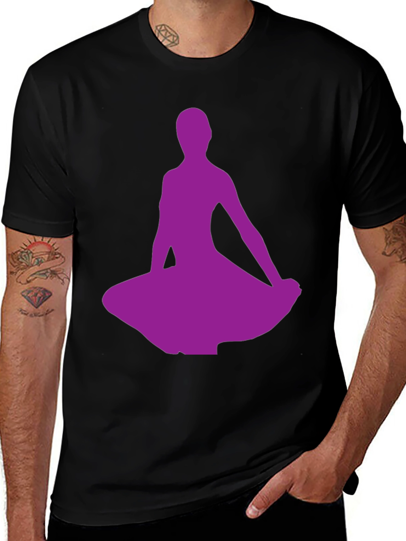 Purple Dancer Silhouette Black T-Shirt