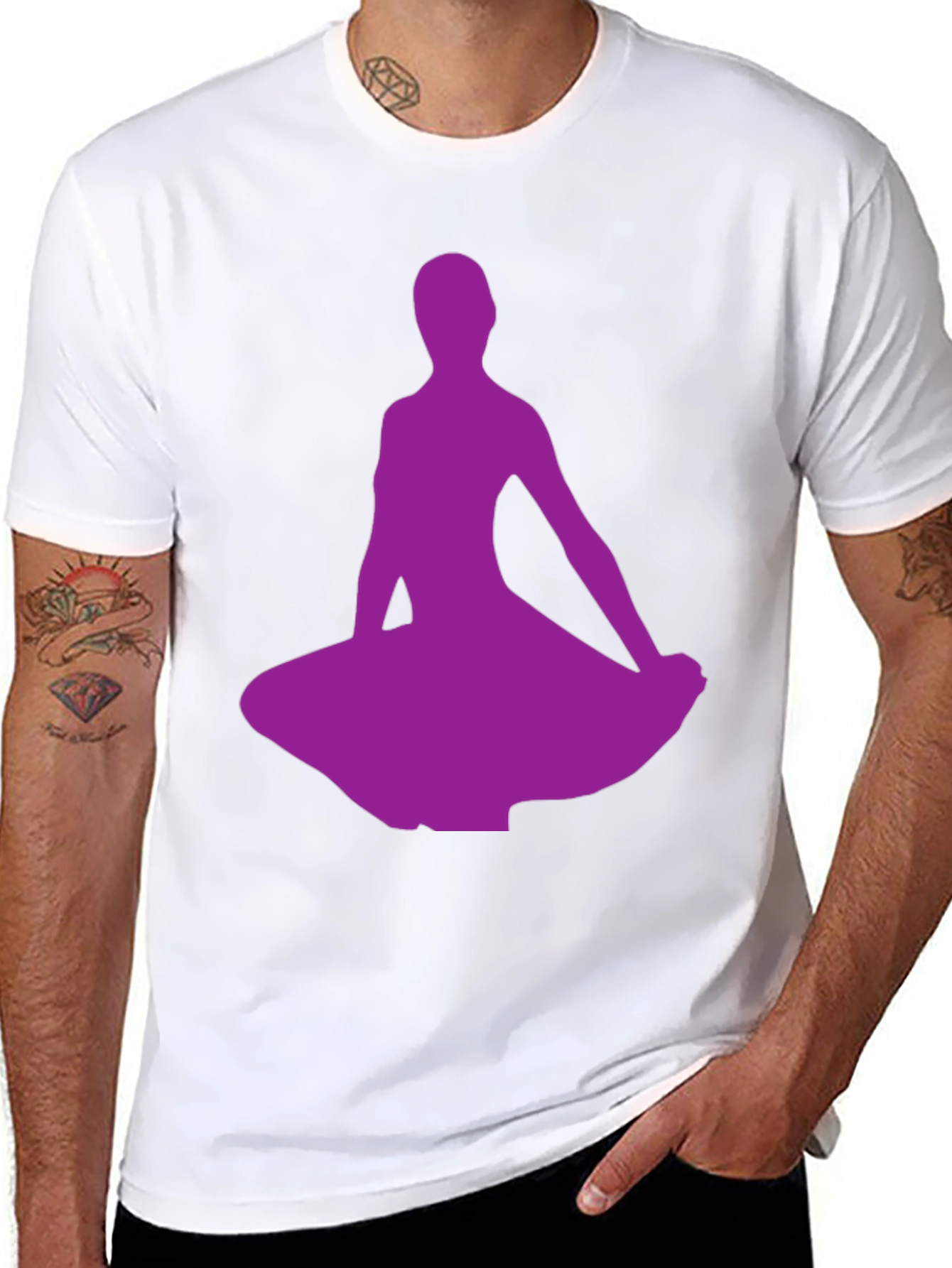 Purple Dancer Silhouette Black T-Shirt