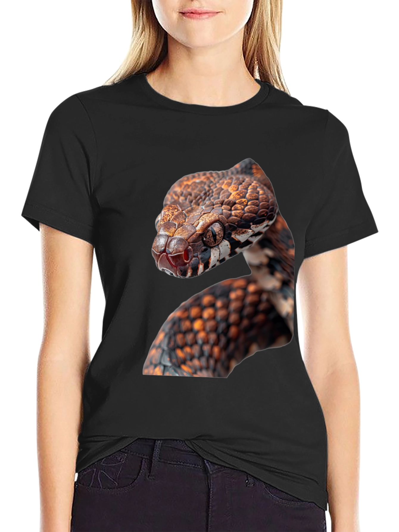 Snake Graphic Black T-Shirt - Reptile Lover Tee