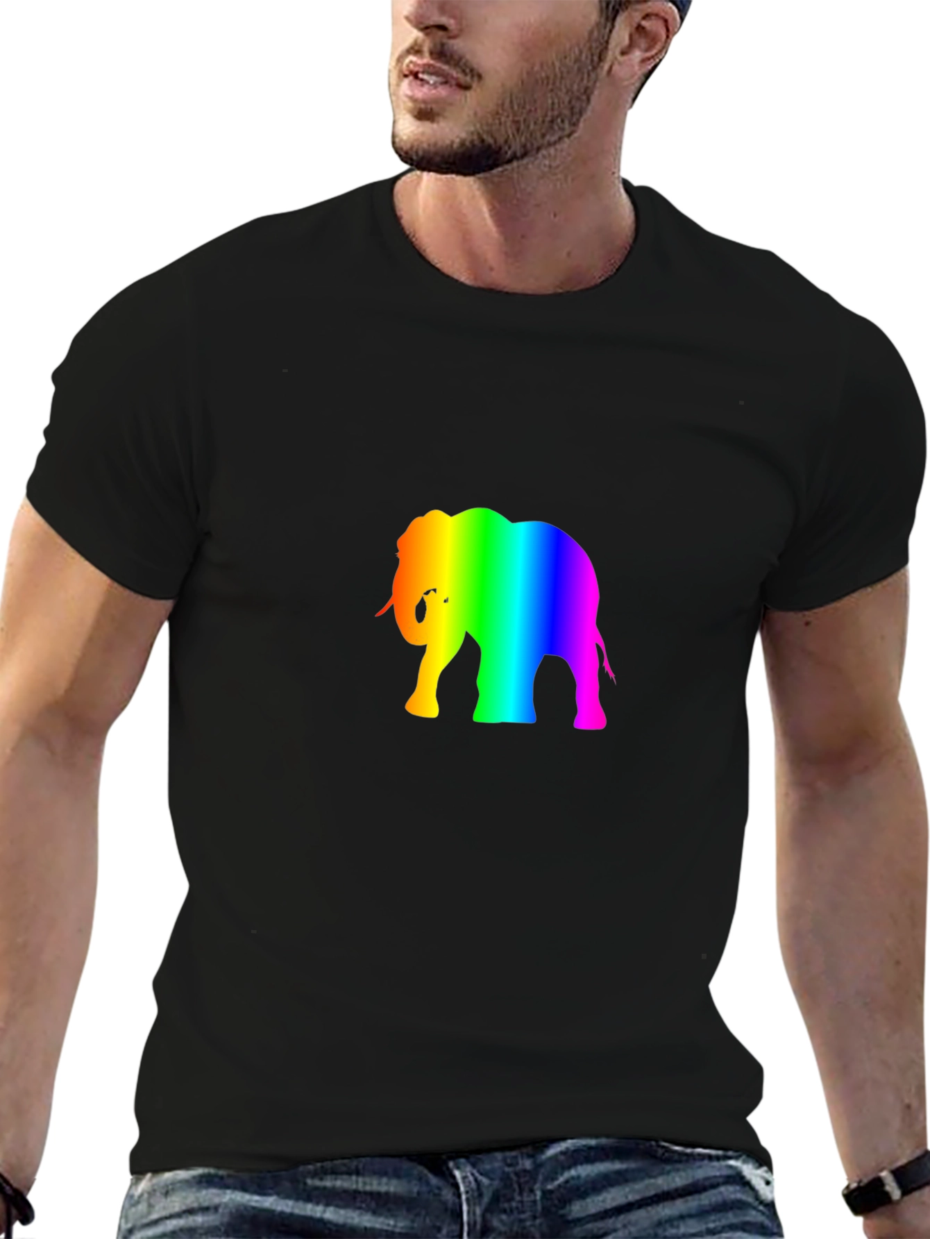 Rainbow Elephant Graphic Tee - Black