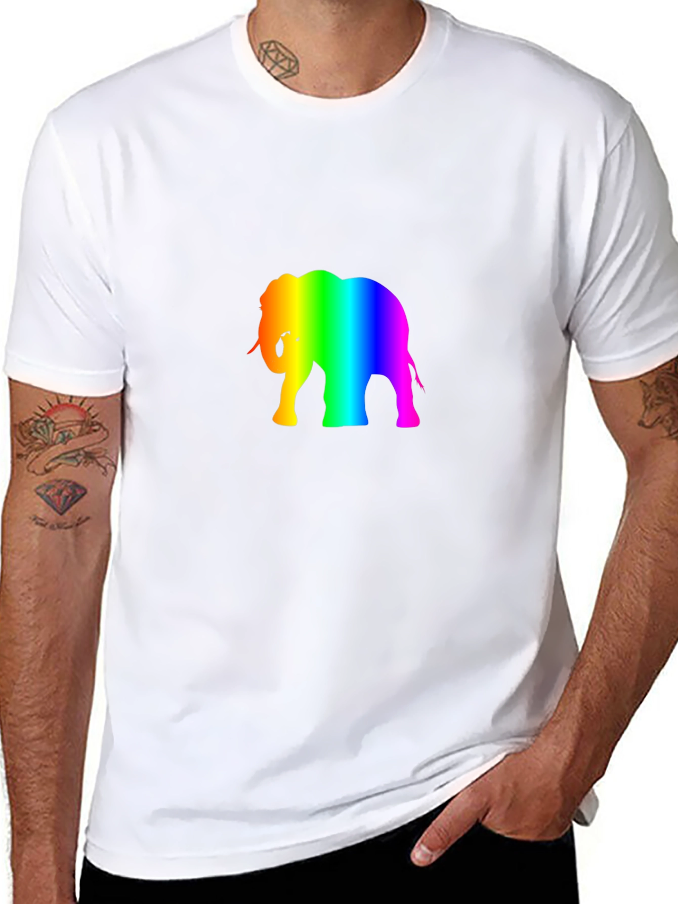 Rainbow Elephant Graphic Tee - Black