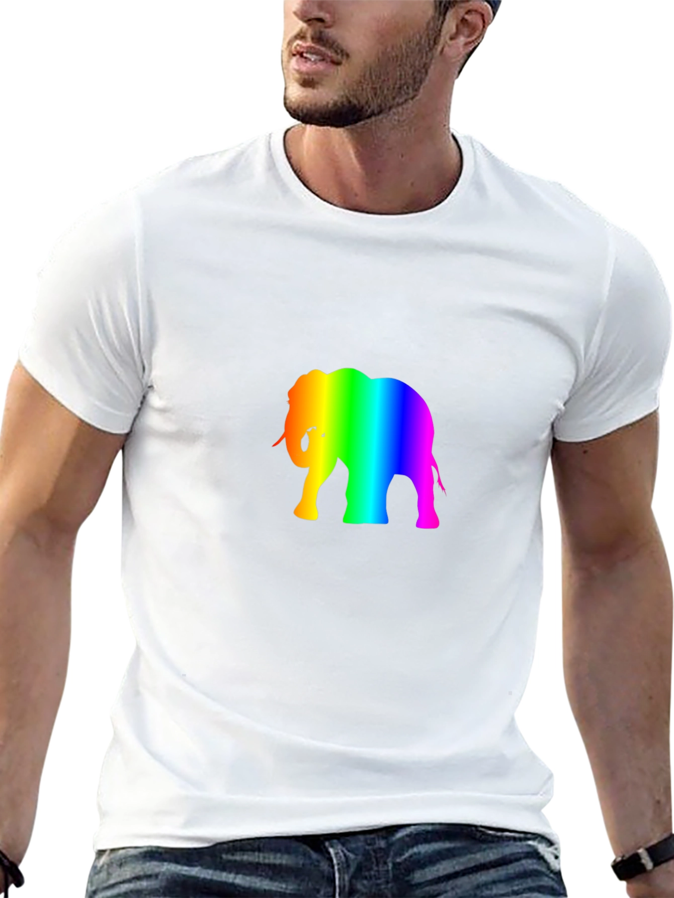 Rainbow Elephant Graphic Tee - Black