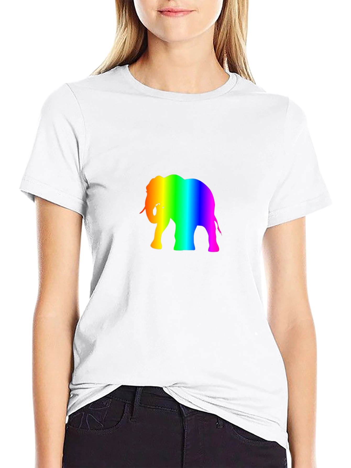 Rainbow Elephant Graphic Tee - Black