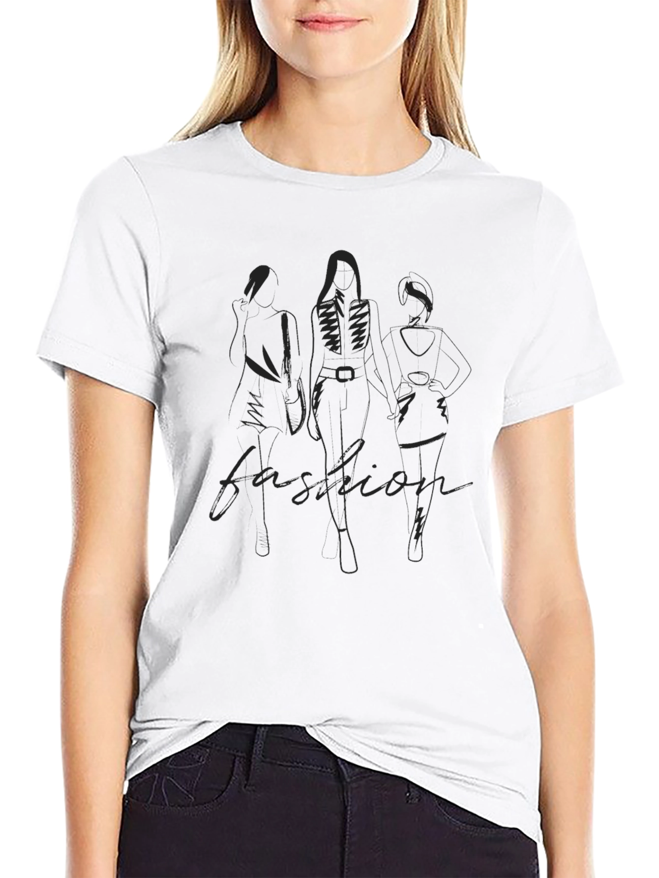 Mens Black Fashion Sketch Graphic Tee