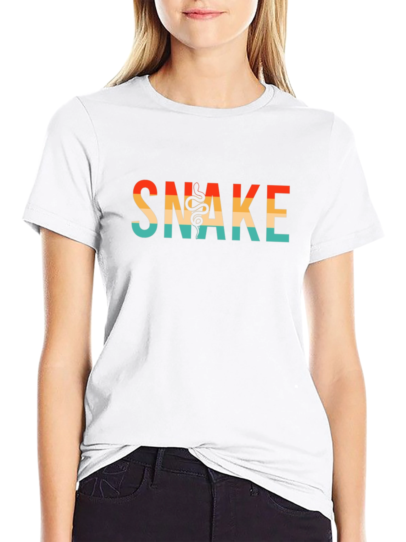 Retro Snake Graphic Tee - Stylish Black Cotton T-Shirt