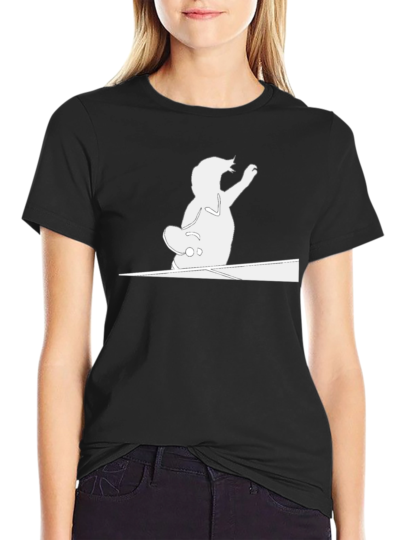 Cool Cat Skateboarder Black T-Shirt