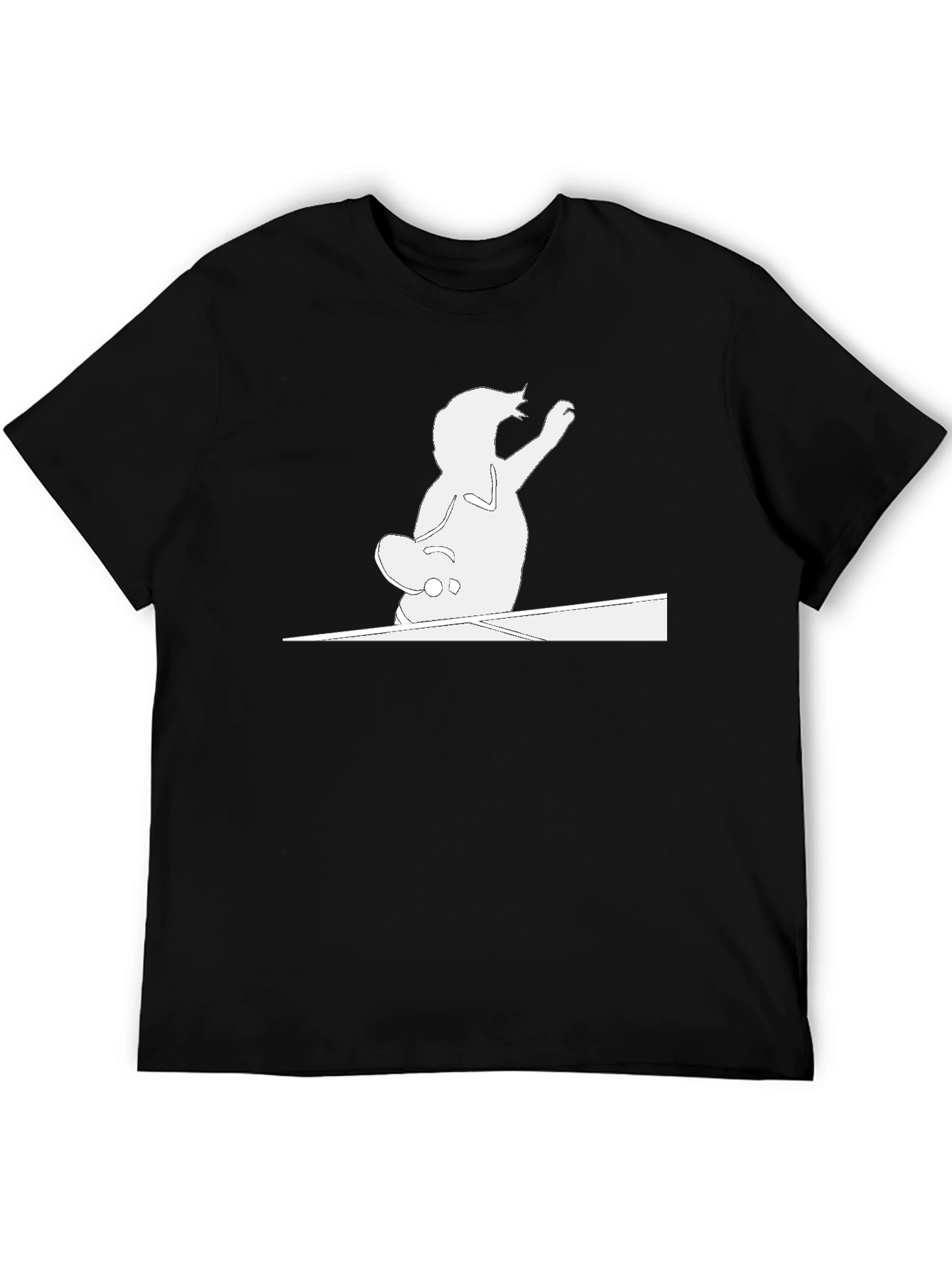 Cool Cat Skateboarder Black T-Shirt