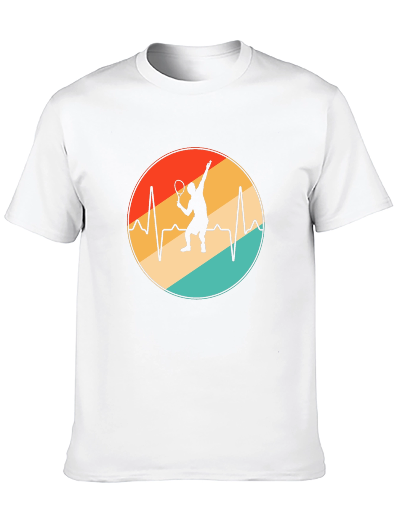 Tennis Heartbeat T-Shirt - Black Cotton Blend Casual Tee