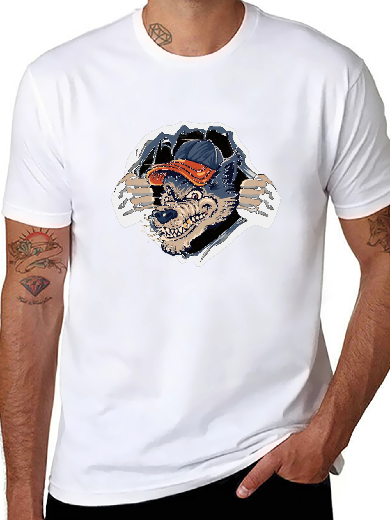 Wolf Graphic Tee - Ripped T-shirt Design