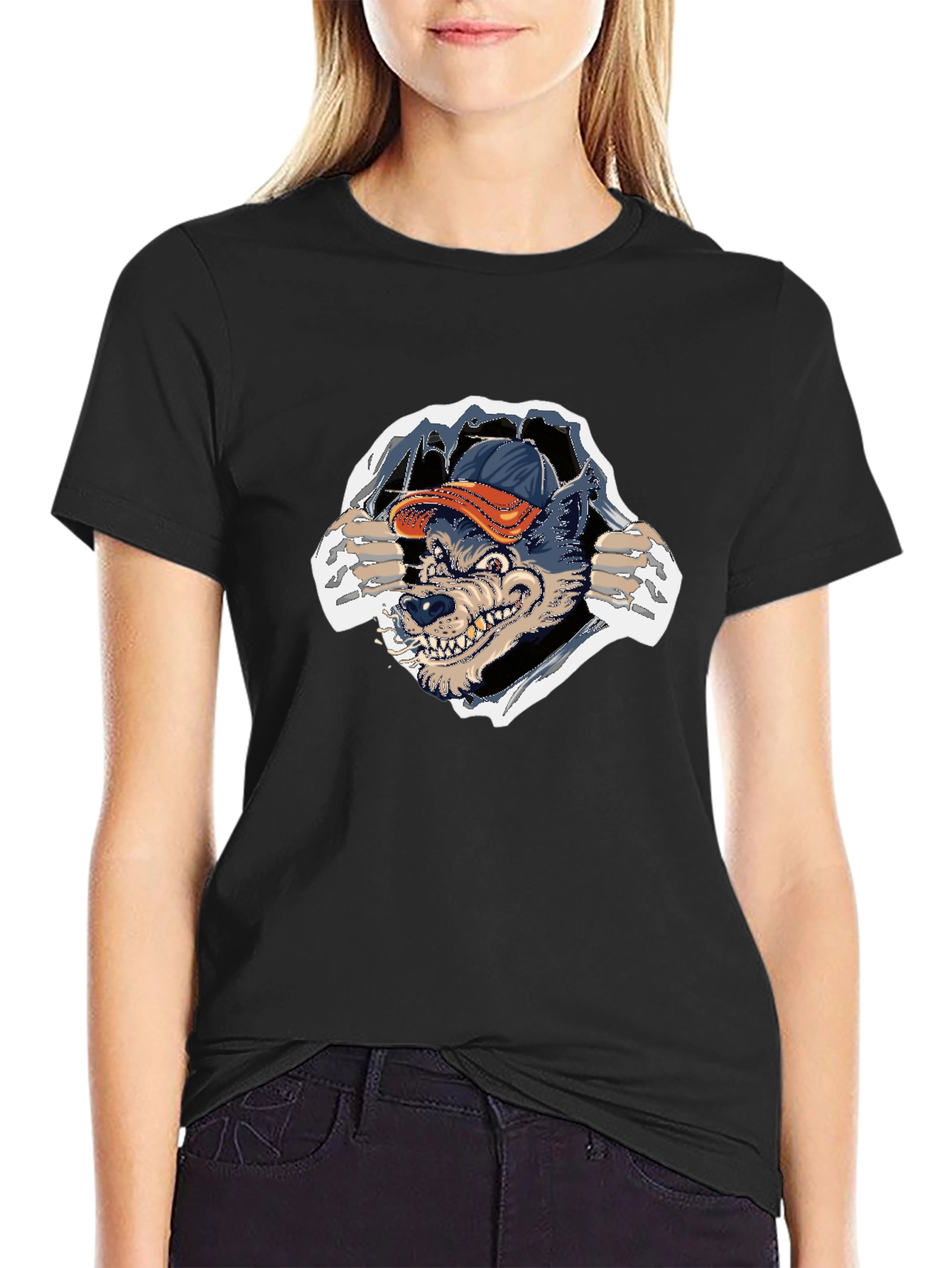Wolf Graphic Tee - Ripped T-shirt Design