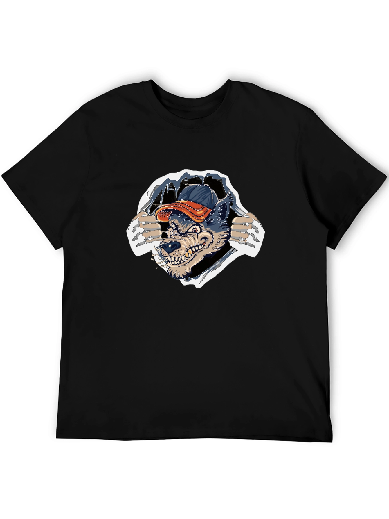 Wolf Graphic Tee - Ripped T-shirt Design