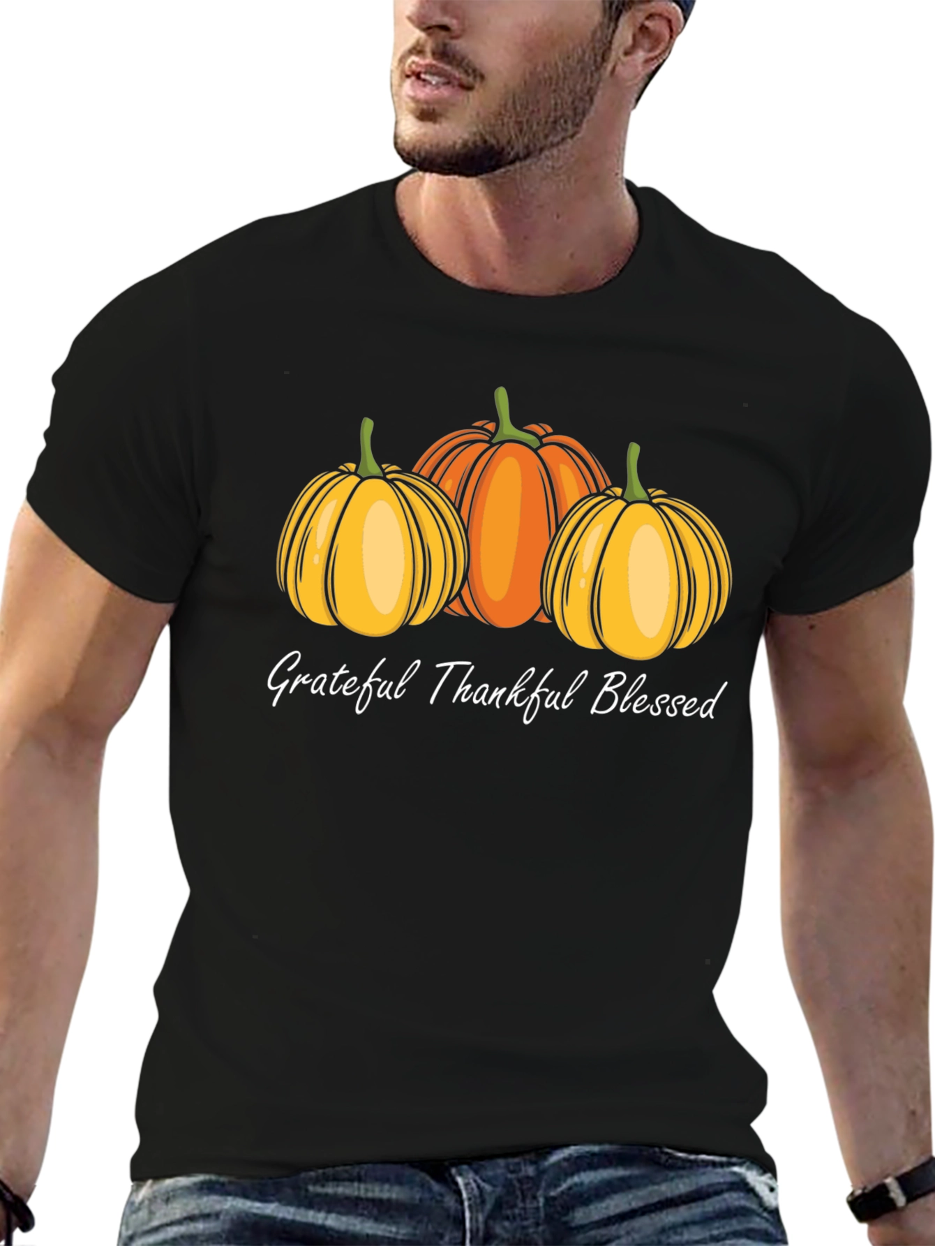 Grateful Thankful Blessed Pumpkin T-Shirt