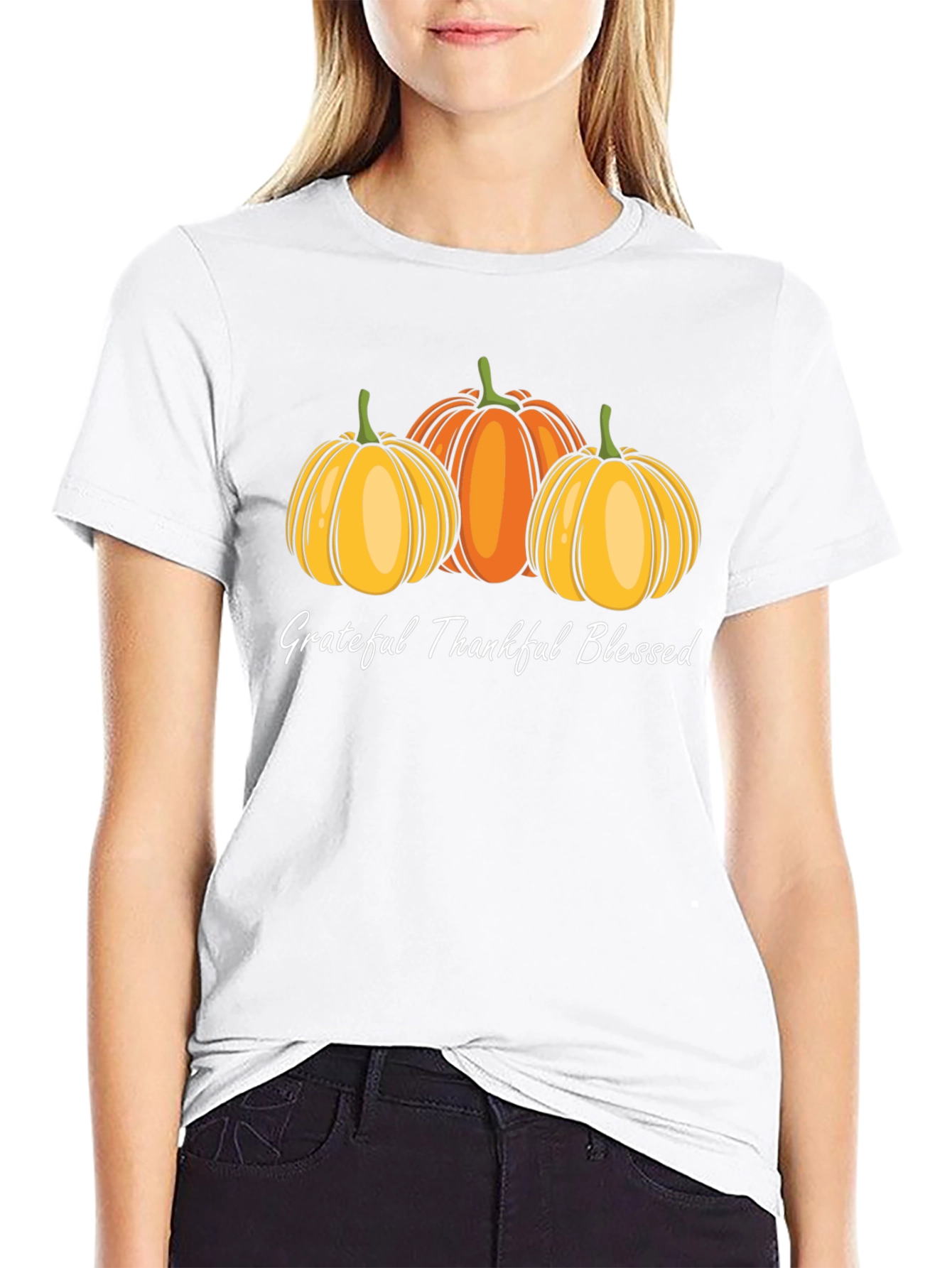 Grateful Thankful Blessed Pumpkin T-Shirt