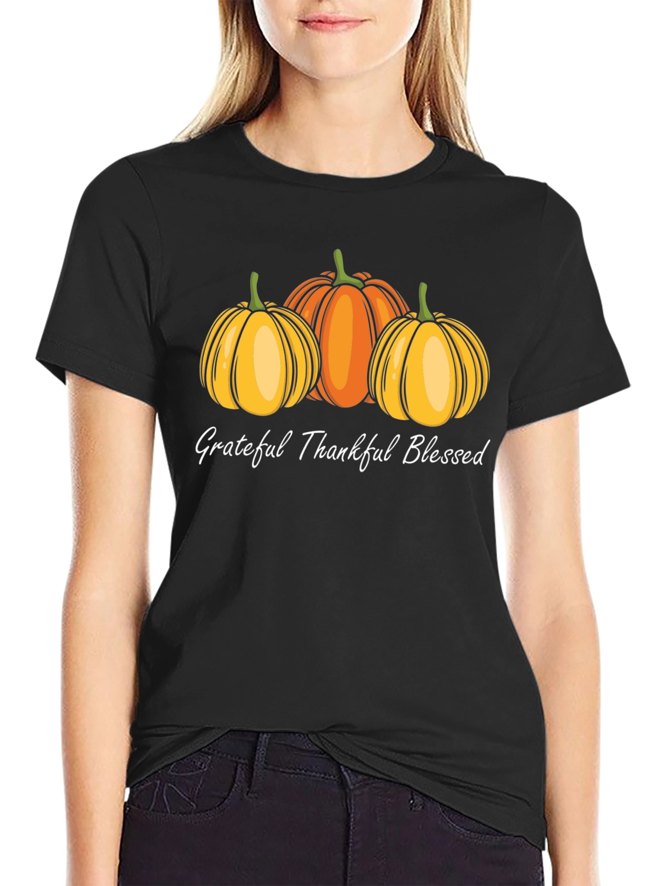 Grateful Thankful Blessed Pumpkin T-Shirt