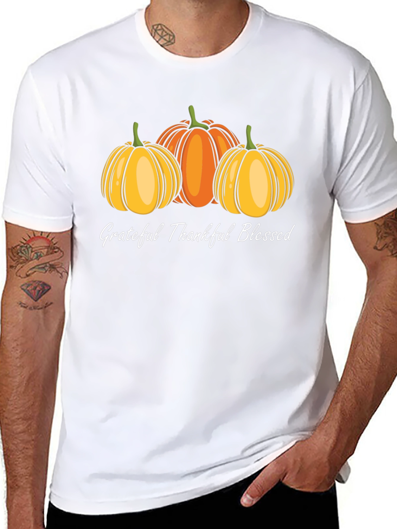Grateful Thankful Blessed Pumpkin T-Shirt
