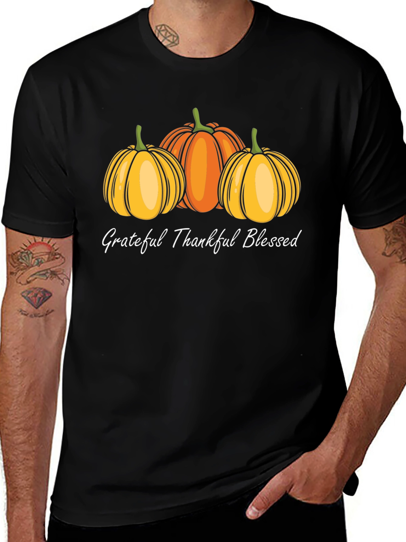 Grateful Thankful Blessed Pumpkin T-Shirt