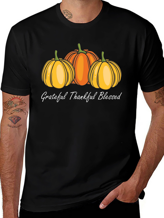 Grateful Thankful Blessed Pumpkin T-Shirt
