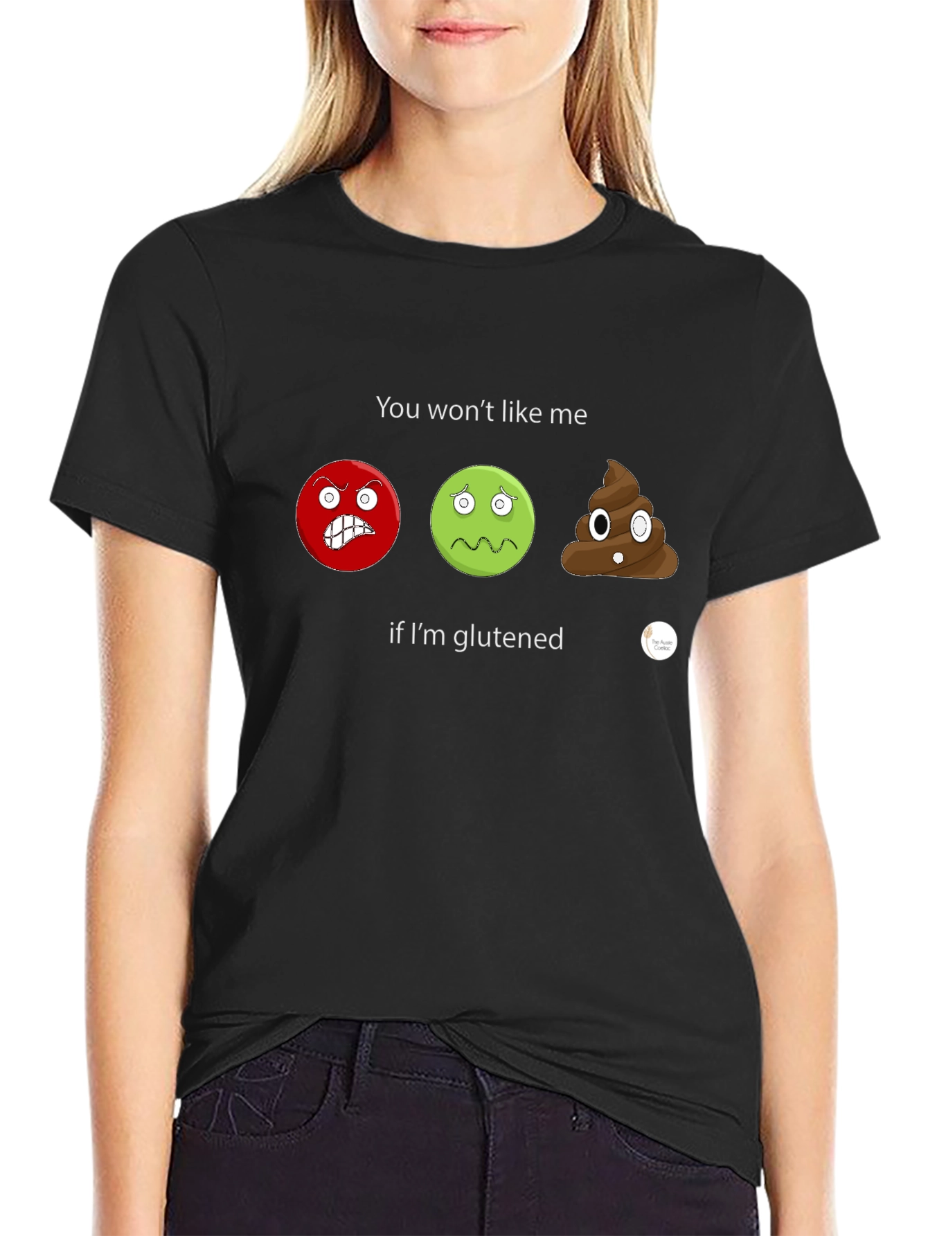 Gluten Sensitive T-Shirt: Angry Sick Poop Emoji Design