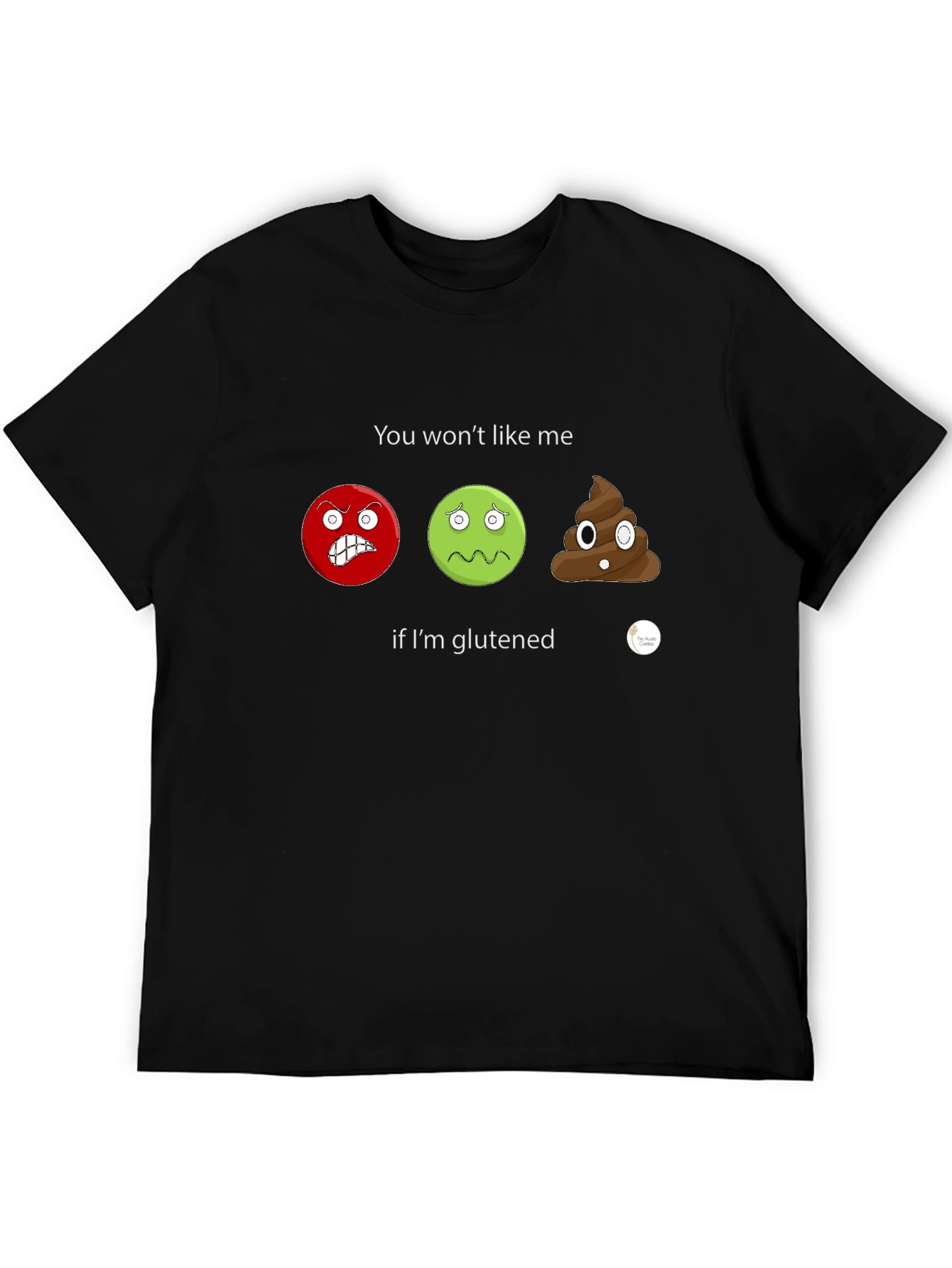 Gluten Sensitive T-Shirt: Angry Sick Poop Emoji Design