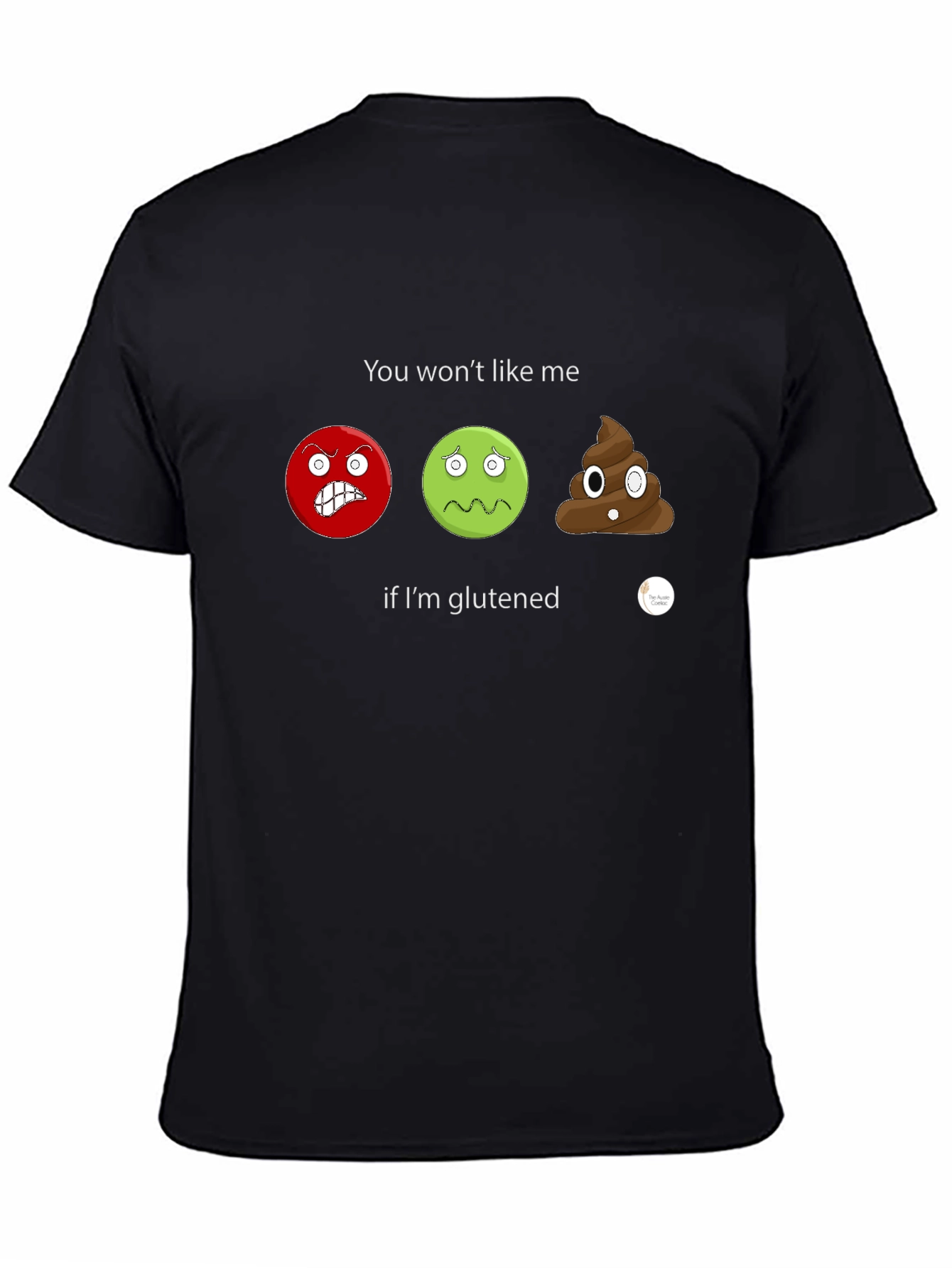 Gluten Sensitive T-Shirt: Angry Sick Poop Emoji Design