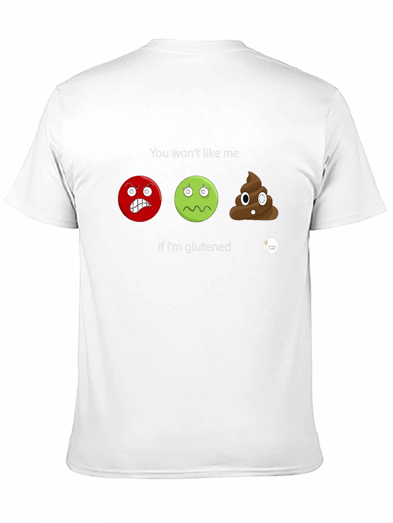 Gluten Sensitive T-Shirt: Angry Sick Poop Emoji Design