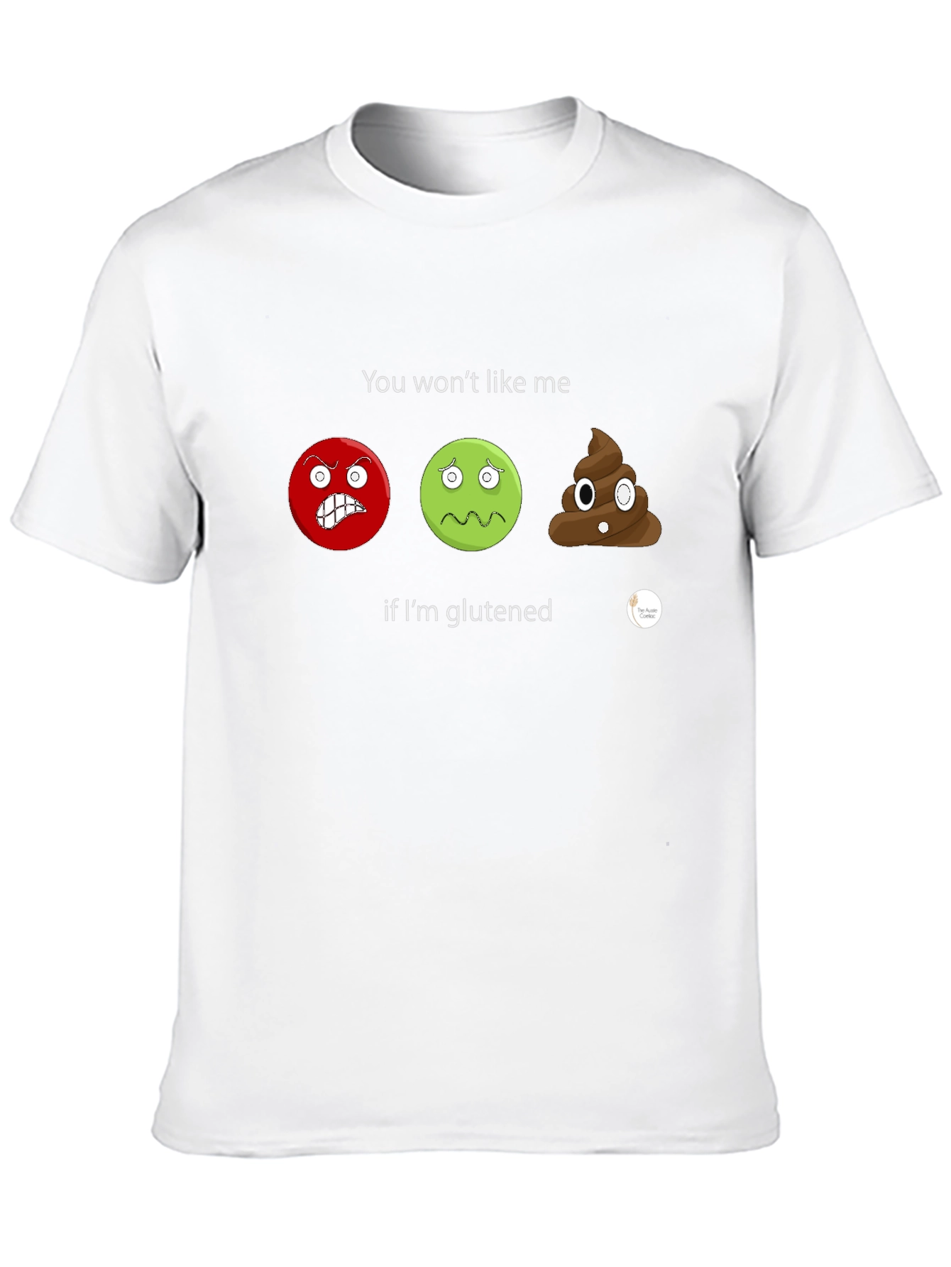 Gluten Sensitive T-Shirt: Angry Sick Poop Emoji Design