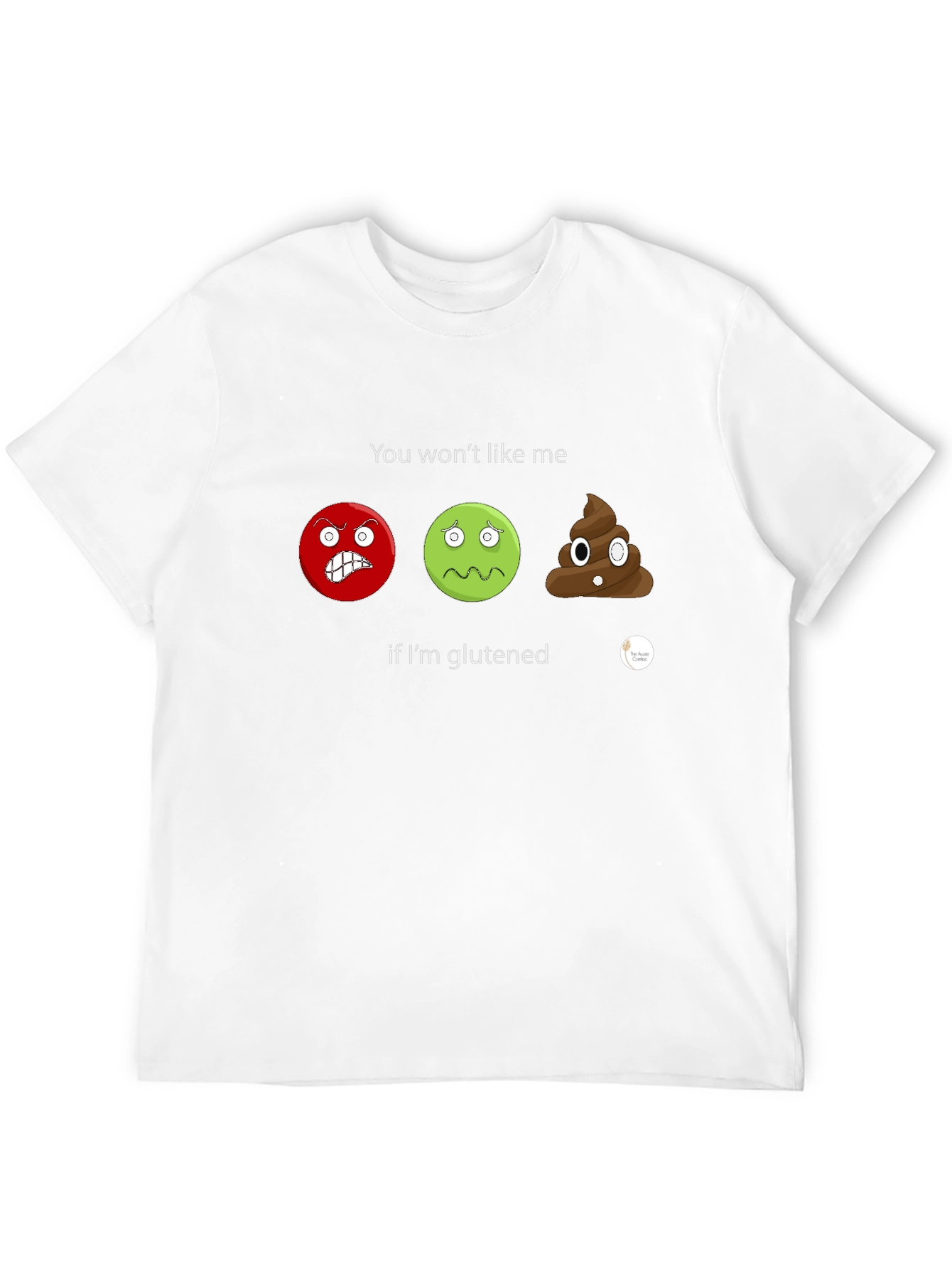 Gluten Sensitive T-Shirt: Angry Sick Poop Emoji Design