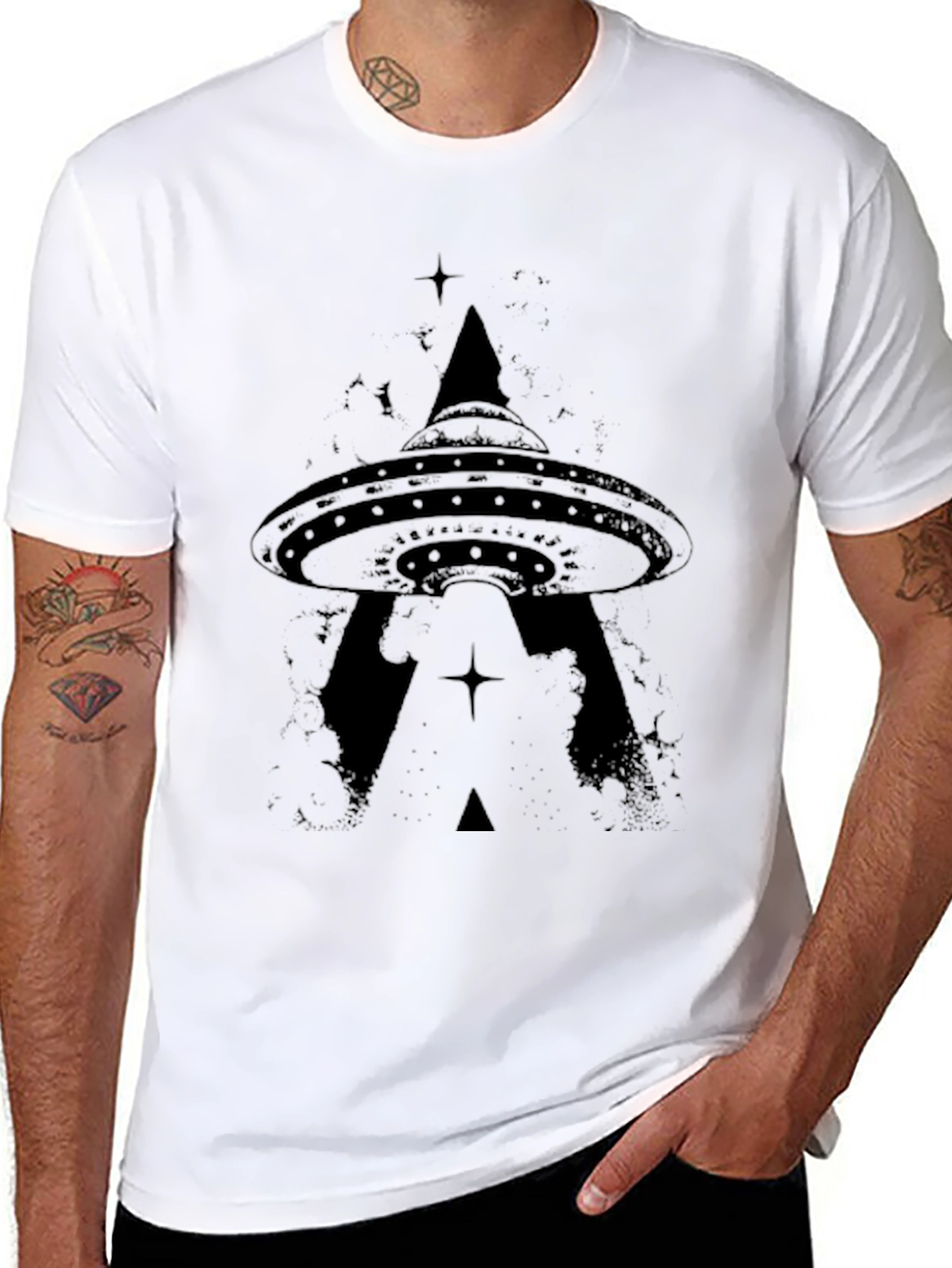 UFO Graphic T-Shirt - Black Alien Abduction Tee