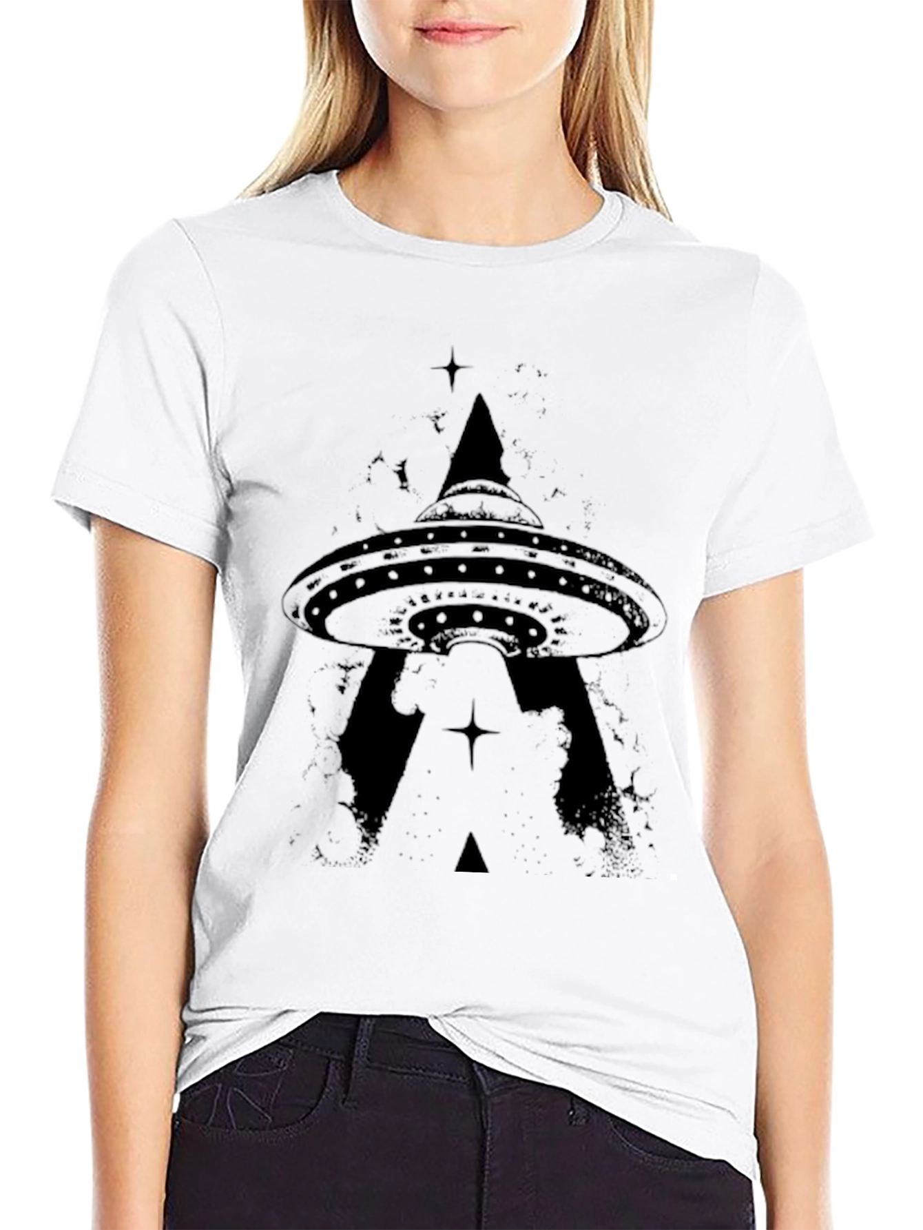 UFO Graphic T-Shirt - Black Alien Abduction Tee
