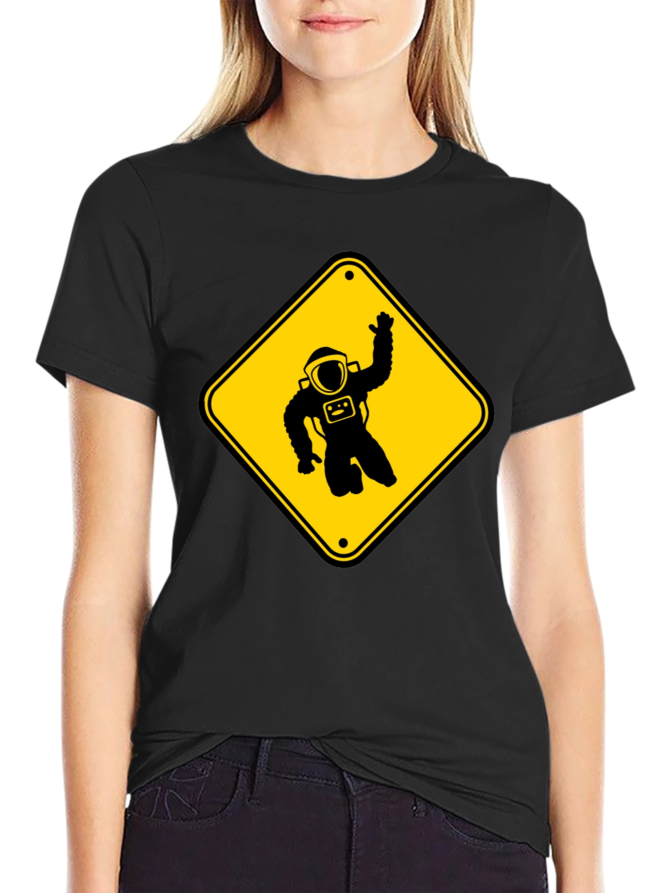 Astronaut Crossing Black T-Shirt