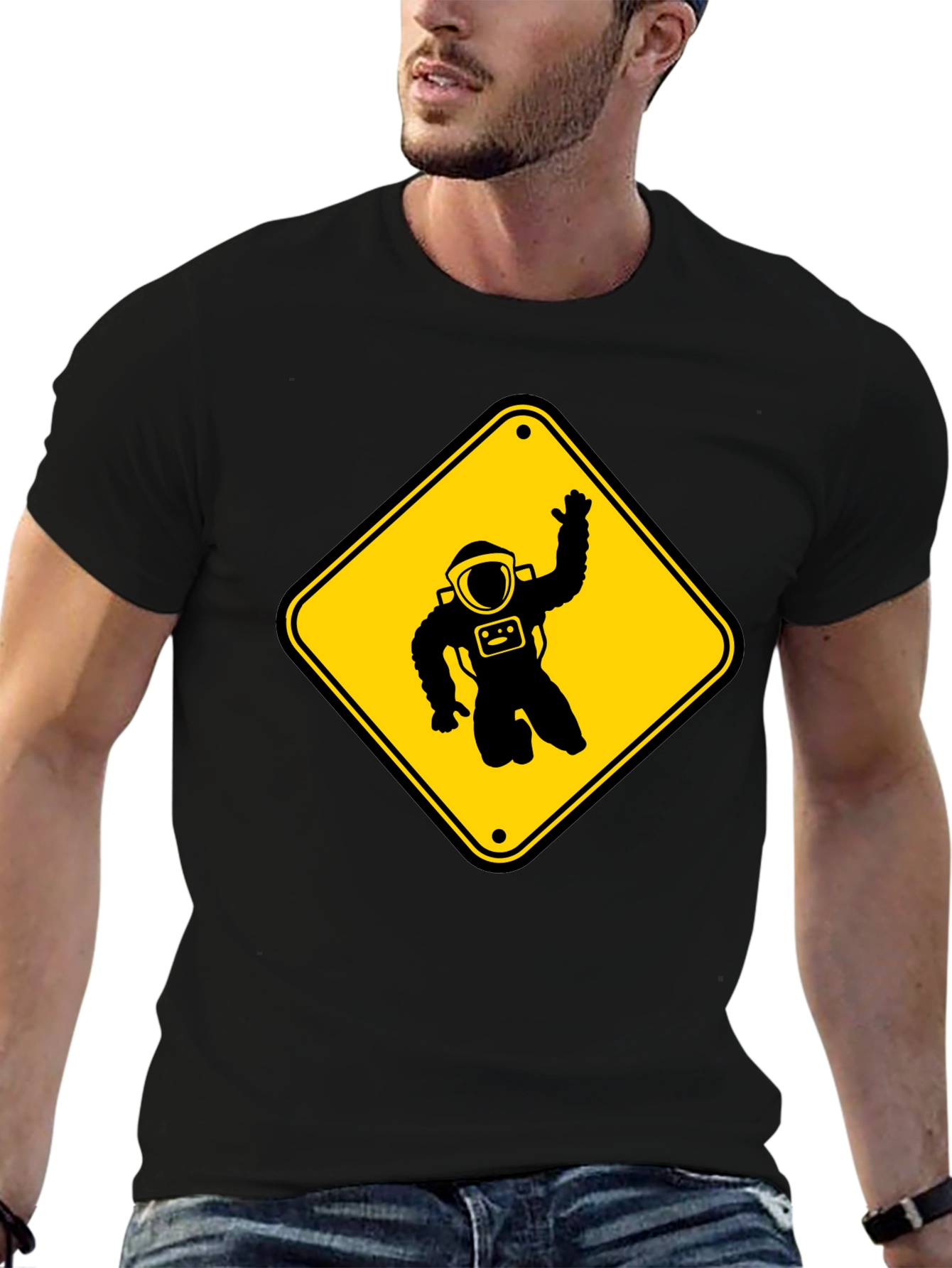 Astronaut Crossing Black T-Shirt