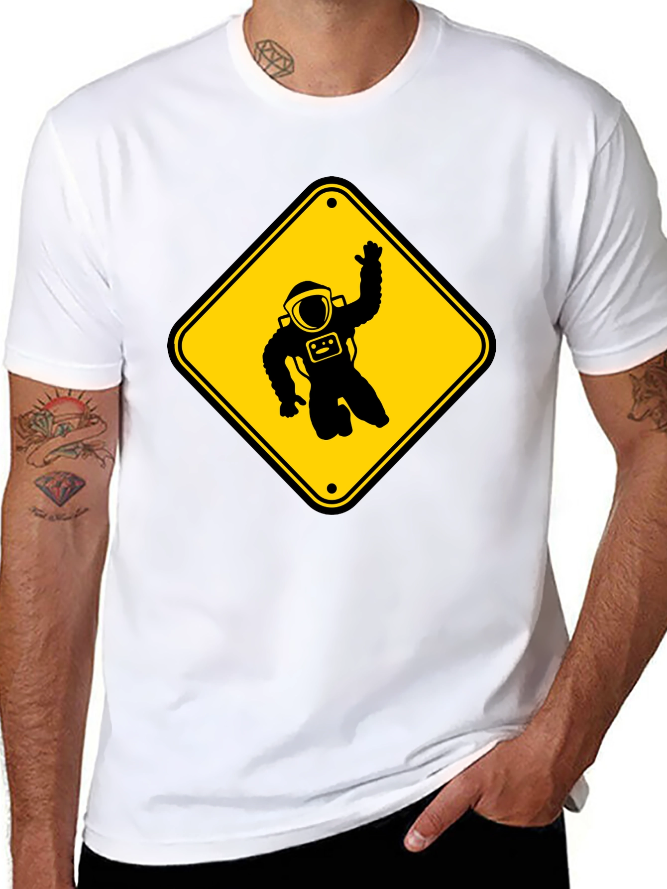 Astronaut Crossing Black T-Shirt