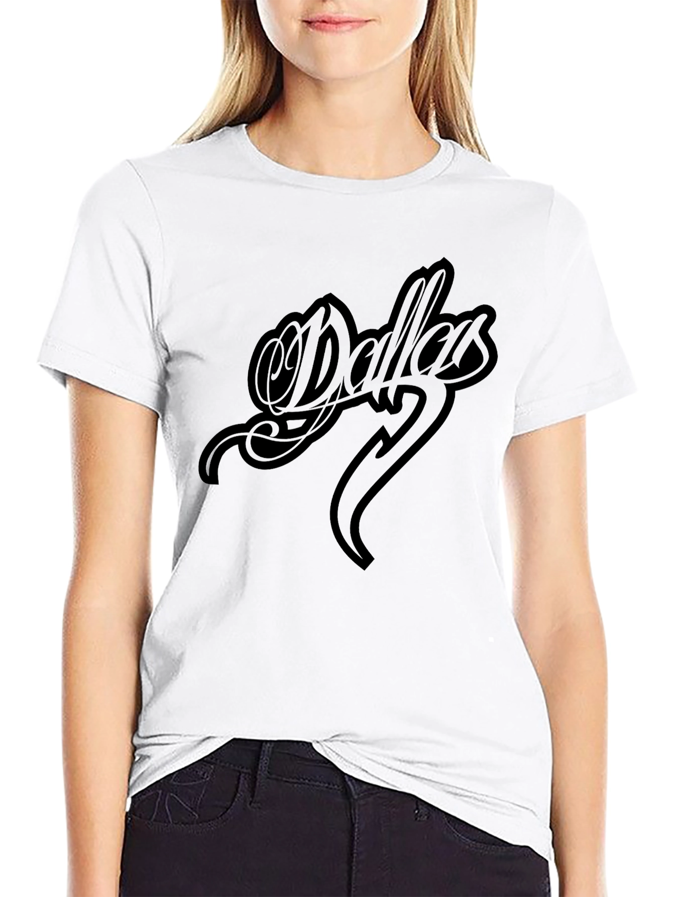 Dallas Script Black T-Shirt - Stylish Graphic Tee