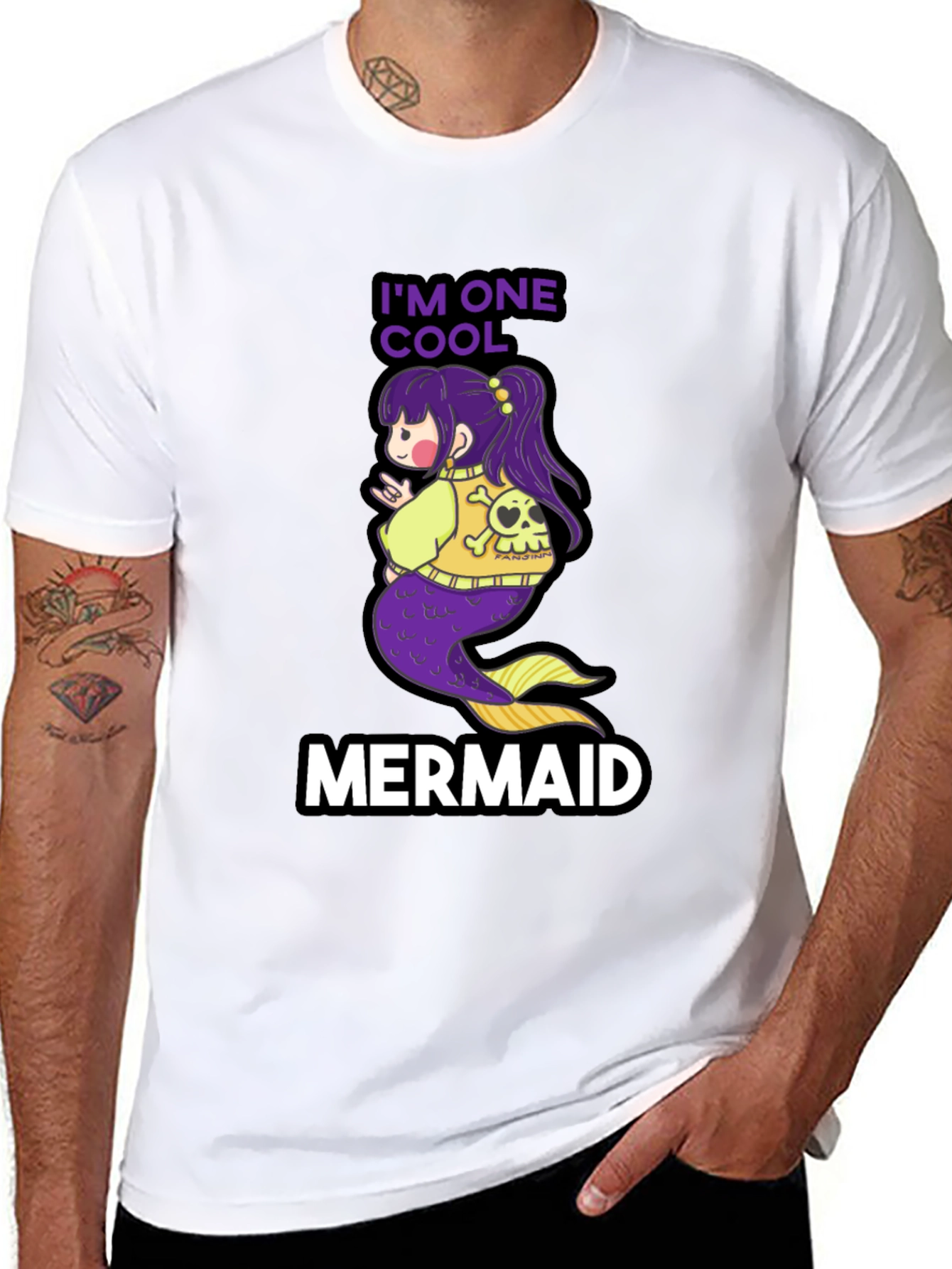 Cool Mermaid T-Shirt - Black Cotton Tee