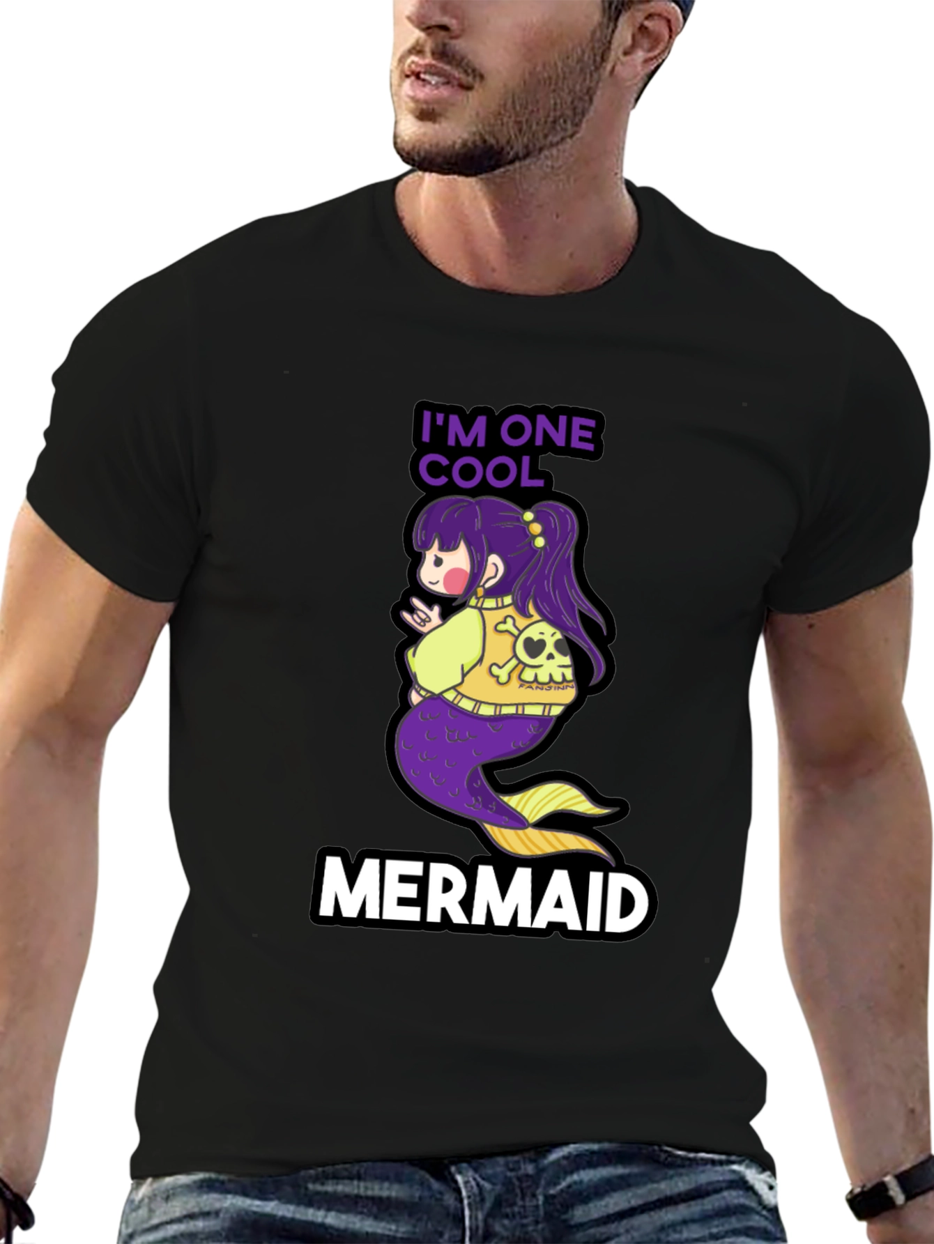 Cool Mermaid T-Shirt - Black Cotton Tee