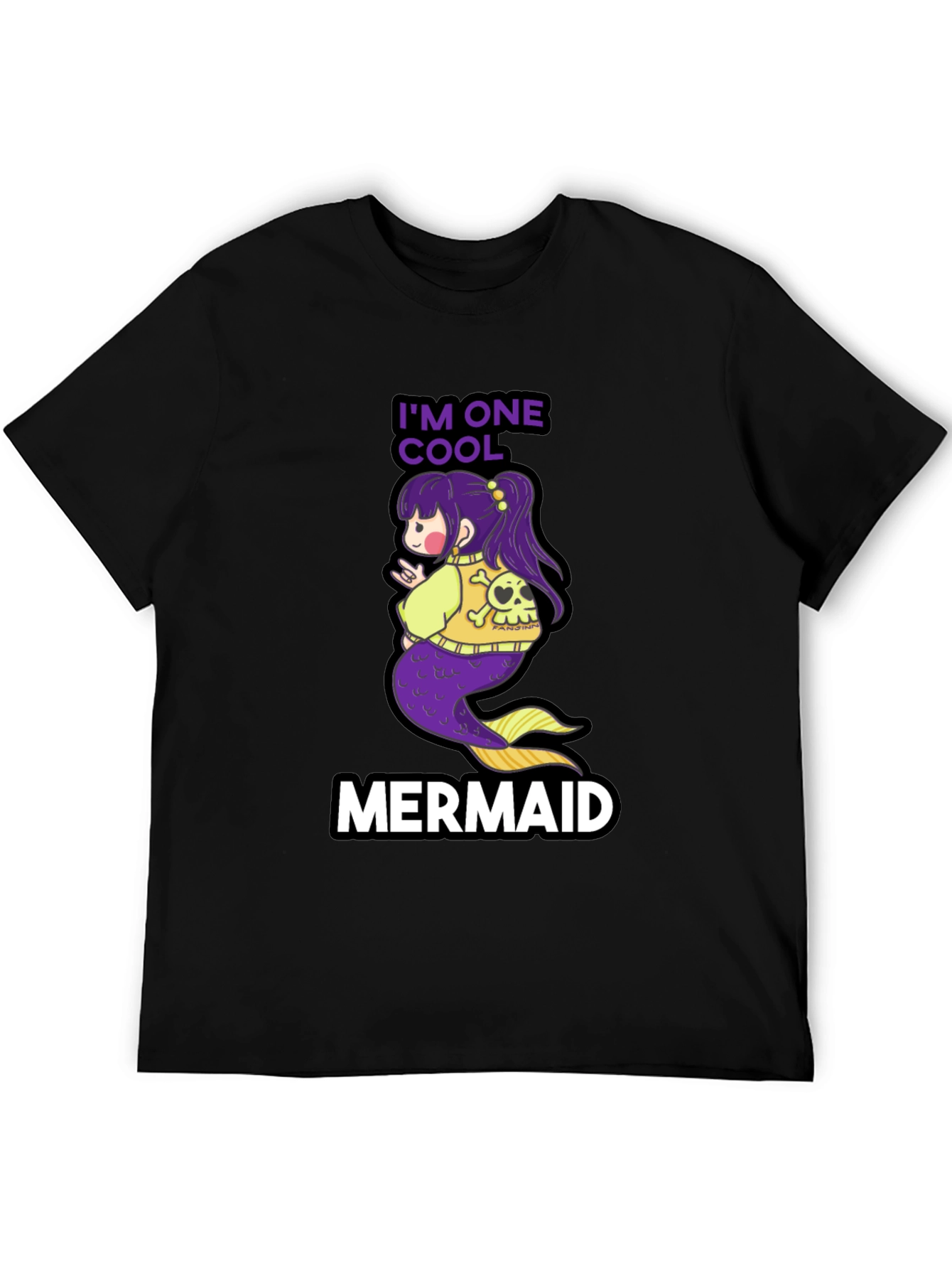 Cool Mermaid T-Shirt - Black Cotton Tee
