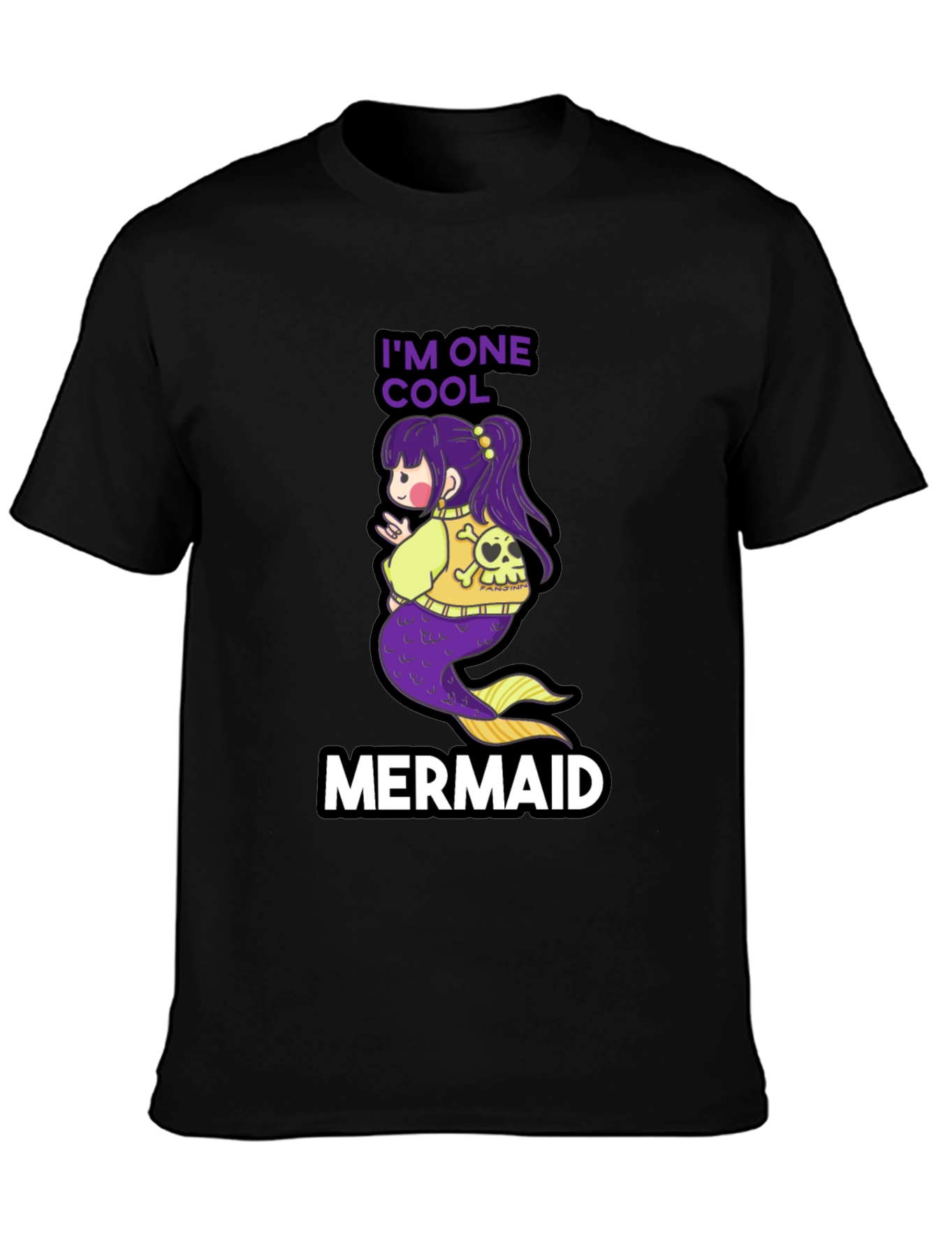 Cool Mermaid T-Shirt - Black Cotton Tee