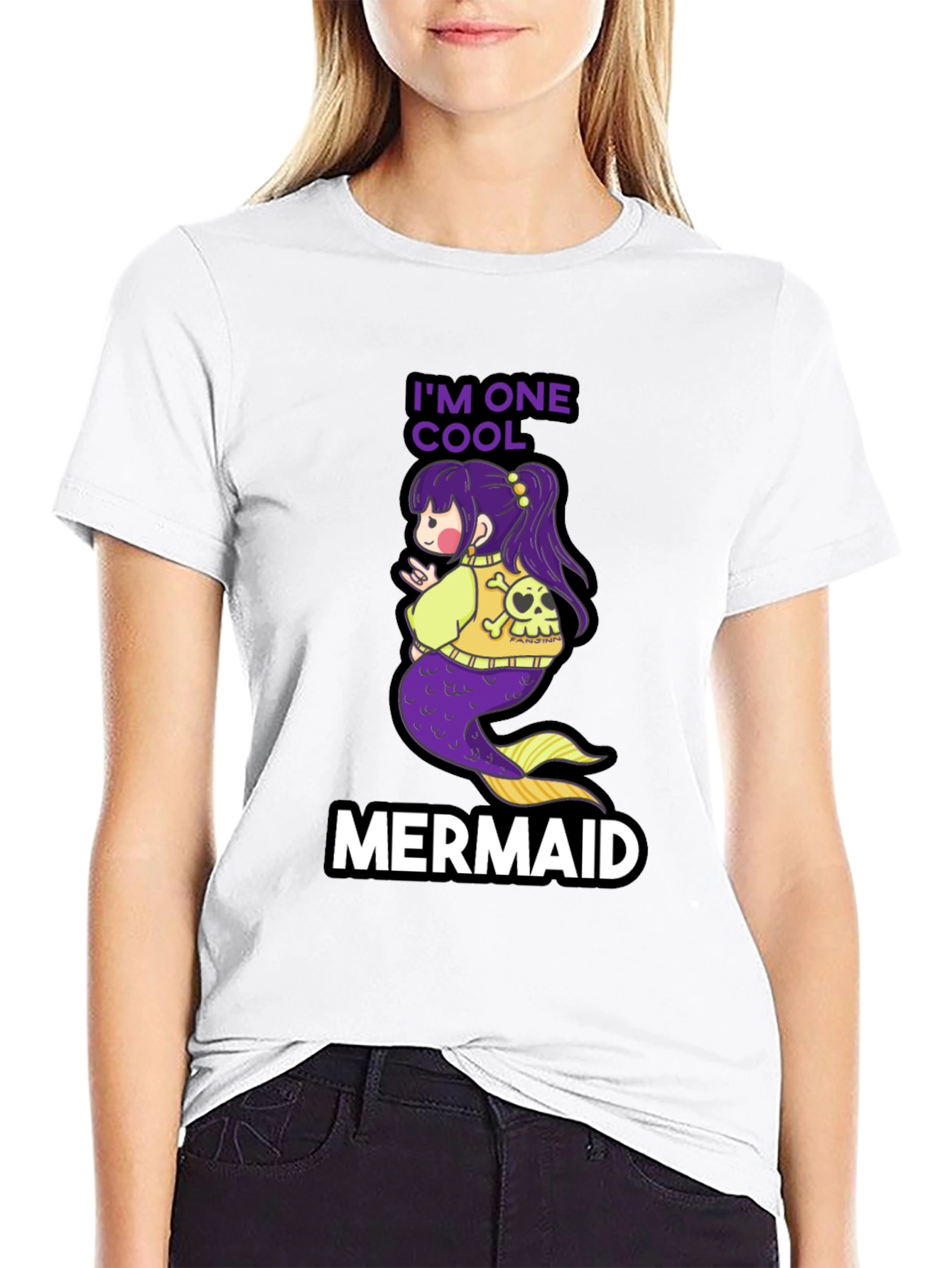 Cool Mermaid T-Shirt - Black Cotton Tee