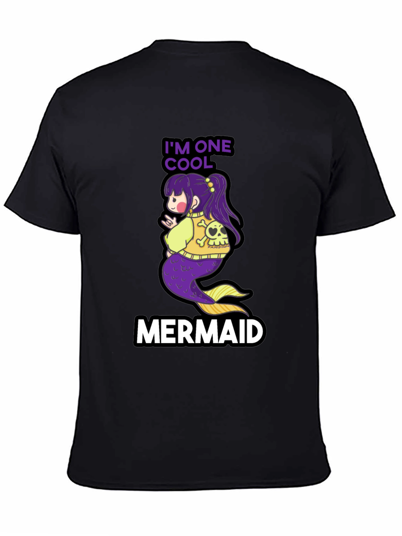 Cool Mermaid T-Shirt - Black Cotton Tee