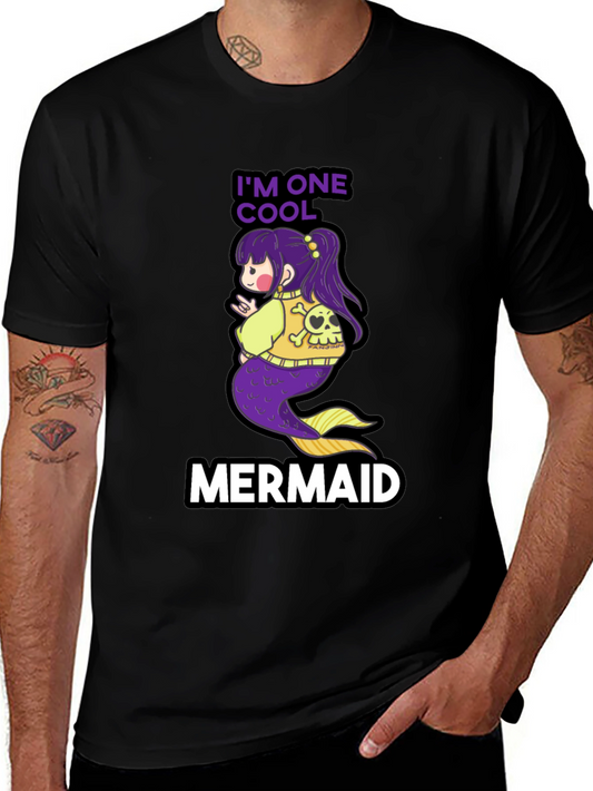 Cool Mermaid T-Shirt - Black Cotton Tee