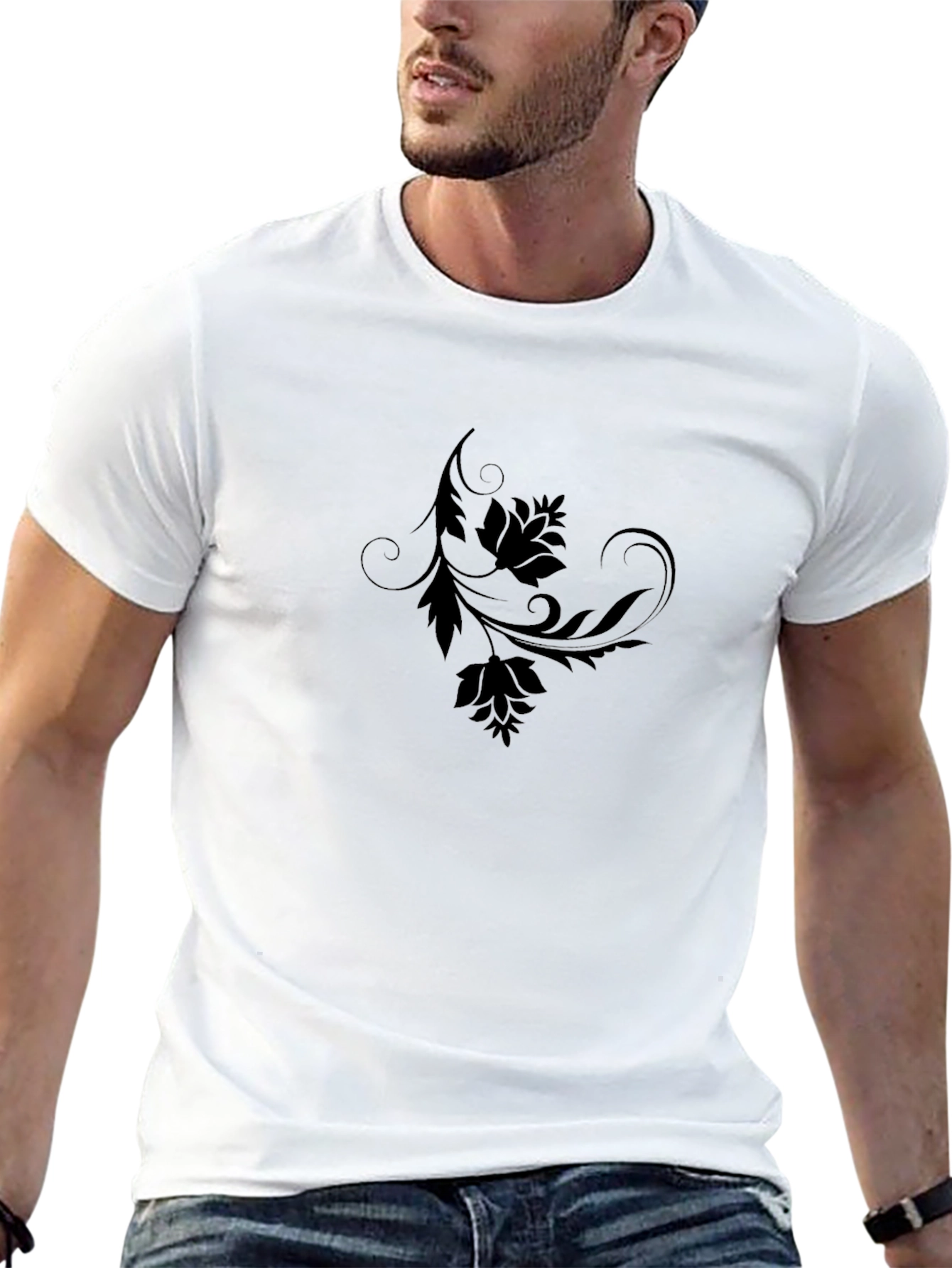 Elegant Black Floral Graphic T-Shirt