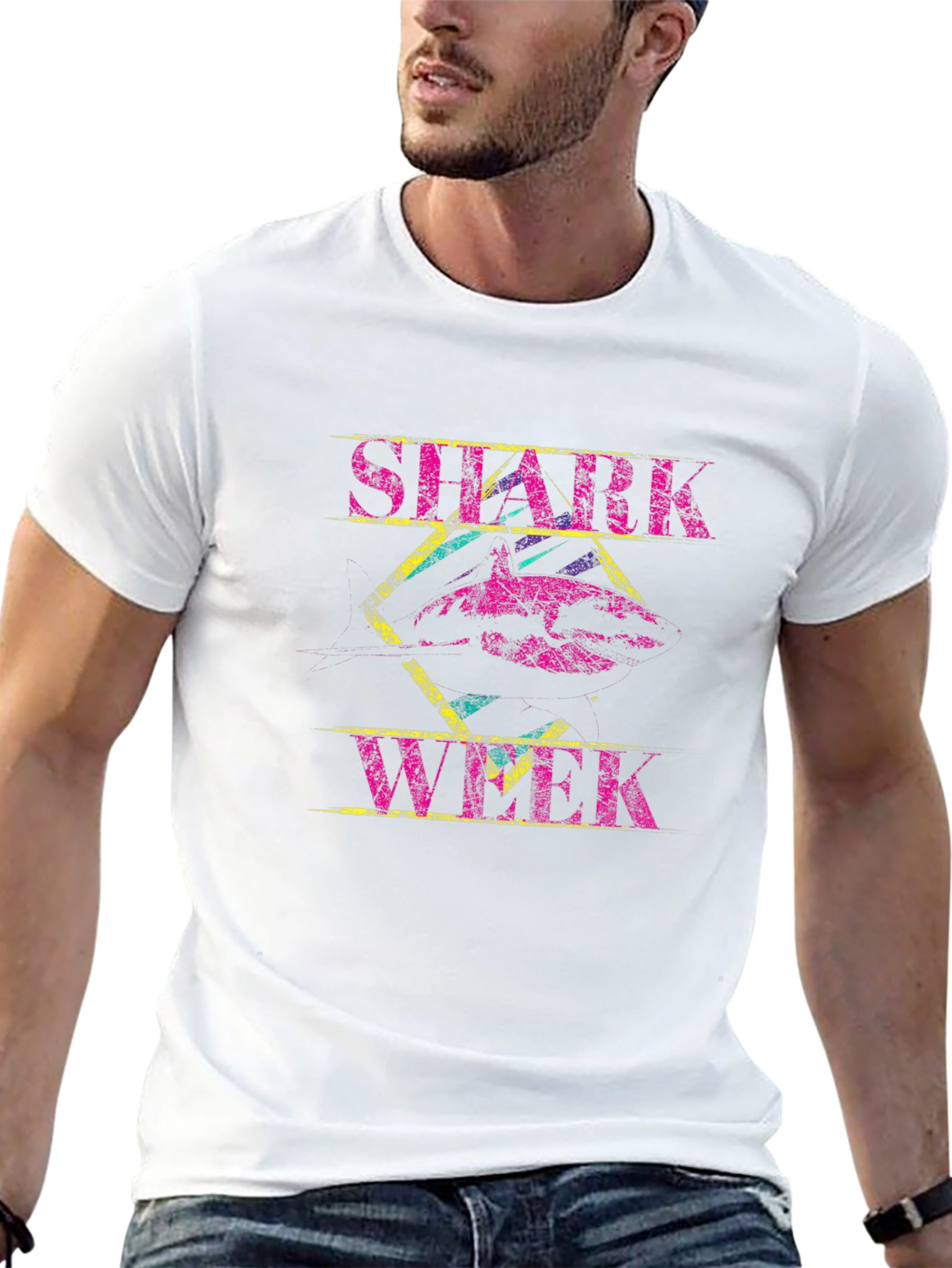Shark Week Graphic Print Black T-Shirt