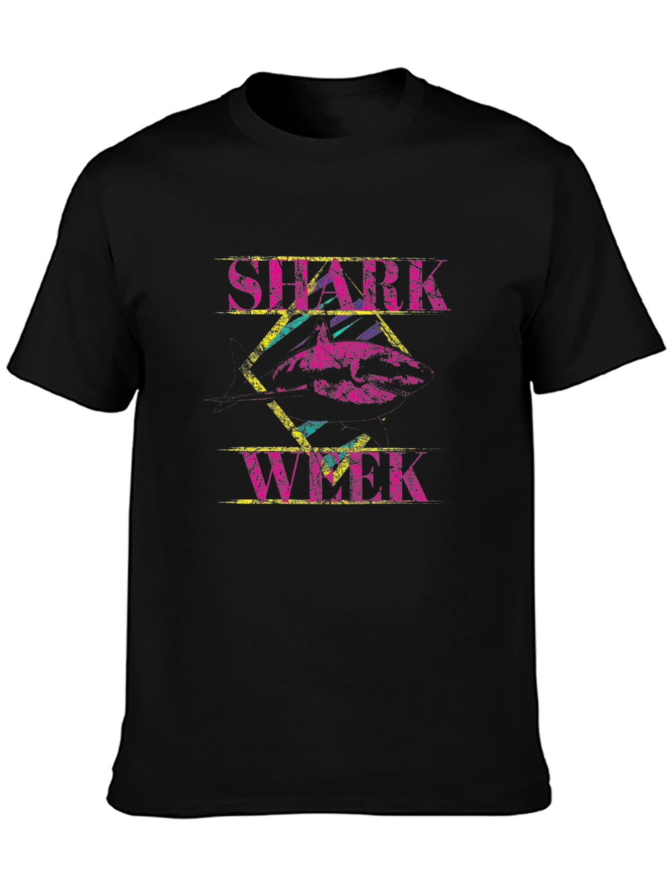 Shark Week Graphic Print Black T-Shirt