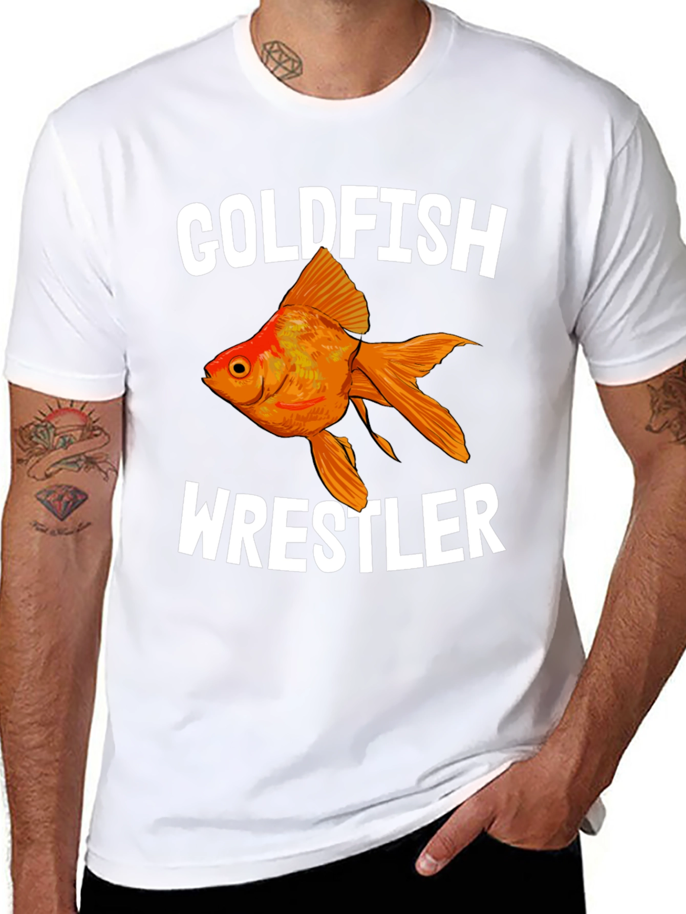 Goldfish Wrestler Black T-Shirt