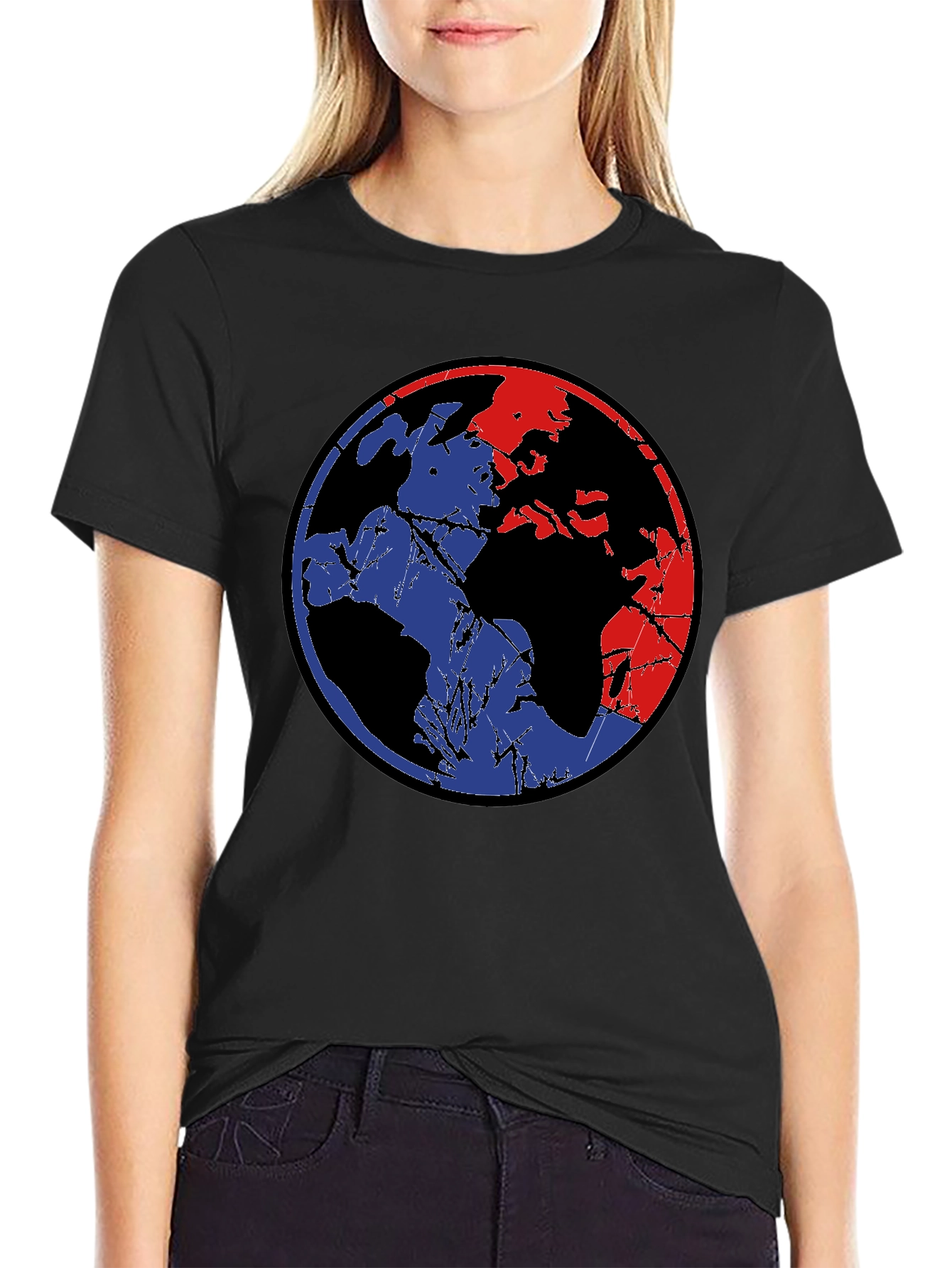 Retro Globe Graphic Tee - Black