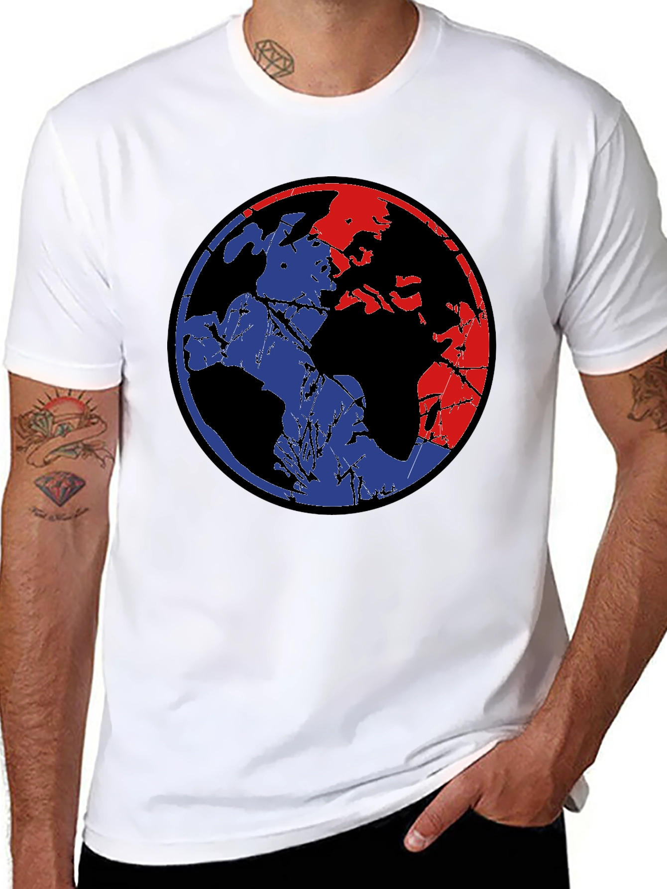 Retro Globe Graphic Tee - Black